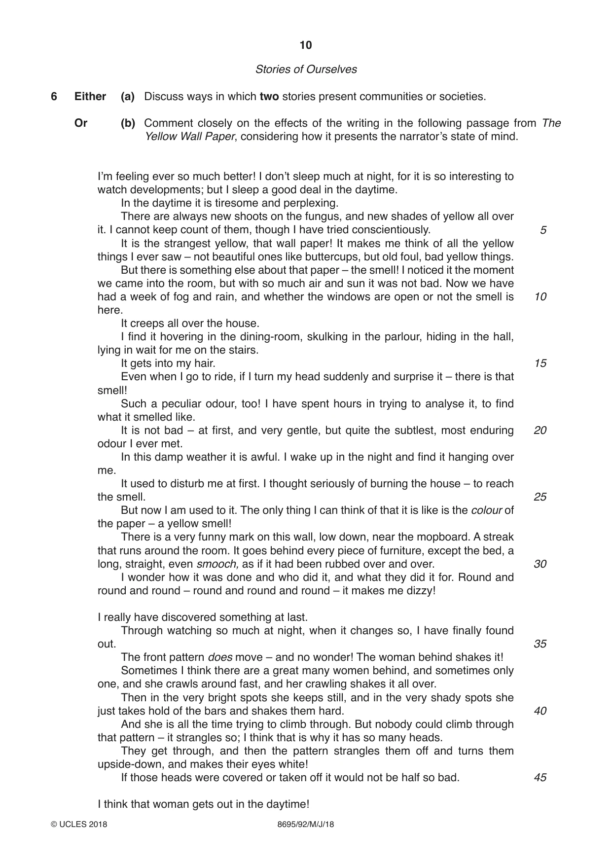 Cambridge A Level English - Language and Literature (AS Level only, from 2016) 8695 2018 May/June Paper 9 · Variant 2 question paper, page 10 of 20
