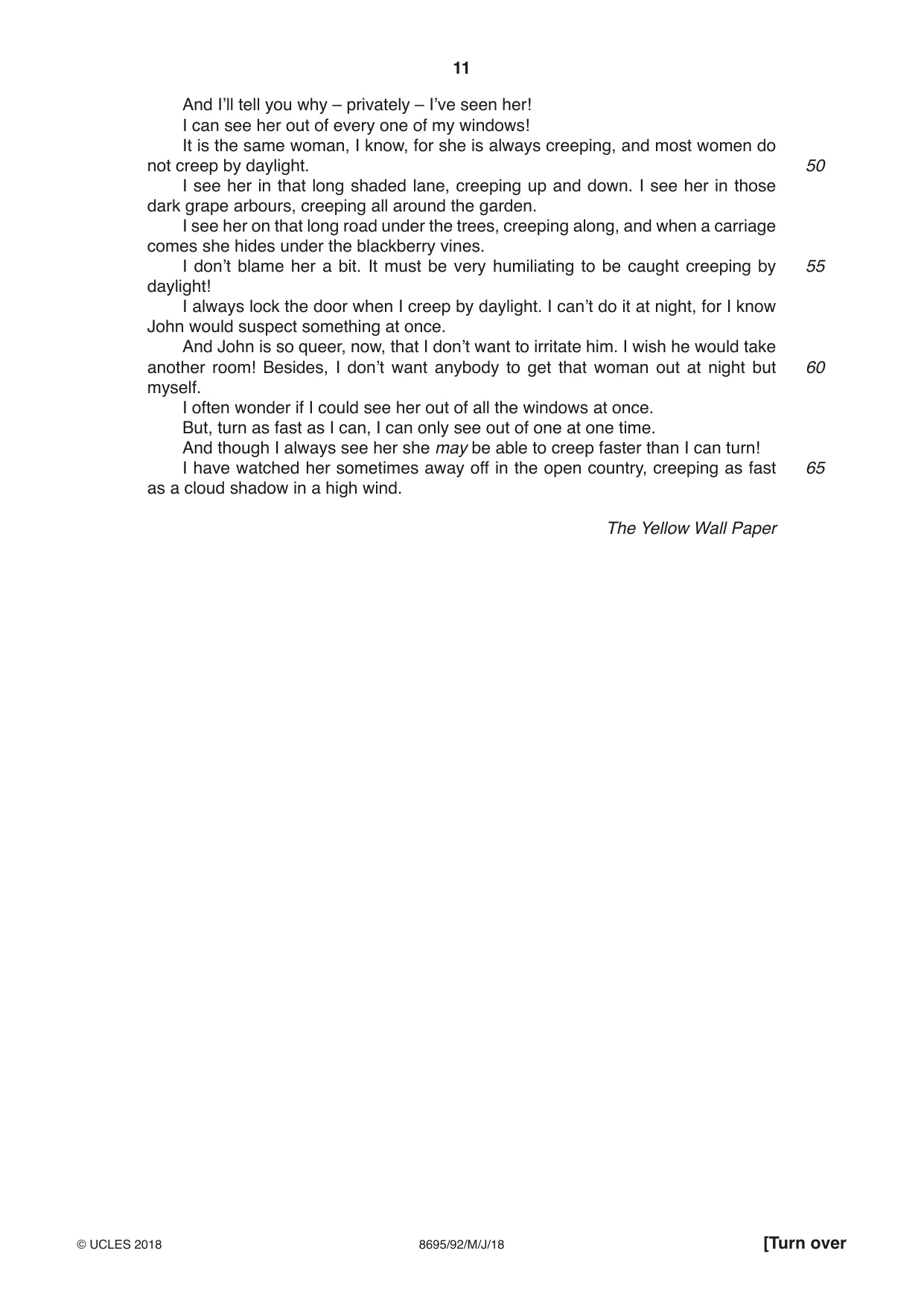 Cambridge A Level English - Language and Literature (AS Level only, from 2016) 8695 2018 May/June Paper 9 · Variant 2 question paper, page 11 of 20