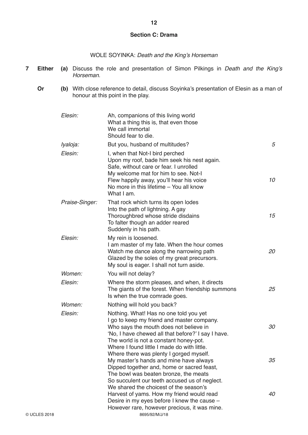 Cambridge A Level English - Language and Literature (AS Level only, from 2016) 8695 2018 May/June Paper 9 · Variant 2 question paper, page 12 of 20
