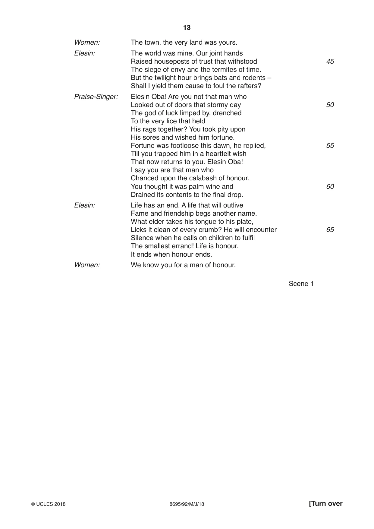 Cambridge A Level English - Language and Literature (AS Level only, from 2016) 8695 2018 May/June Paper 9 · Variant 2 question paper, page 13 of 20
