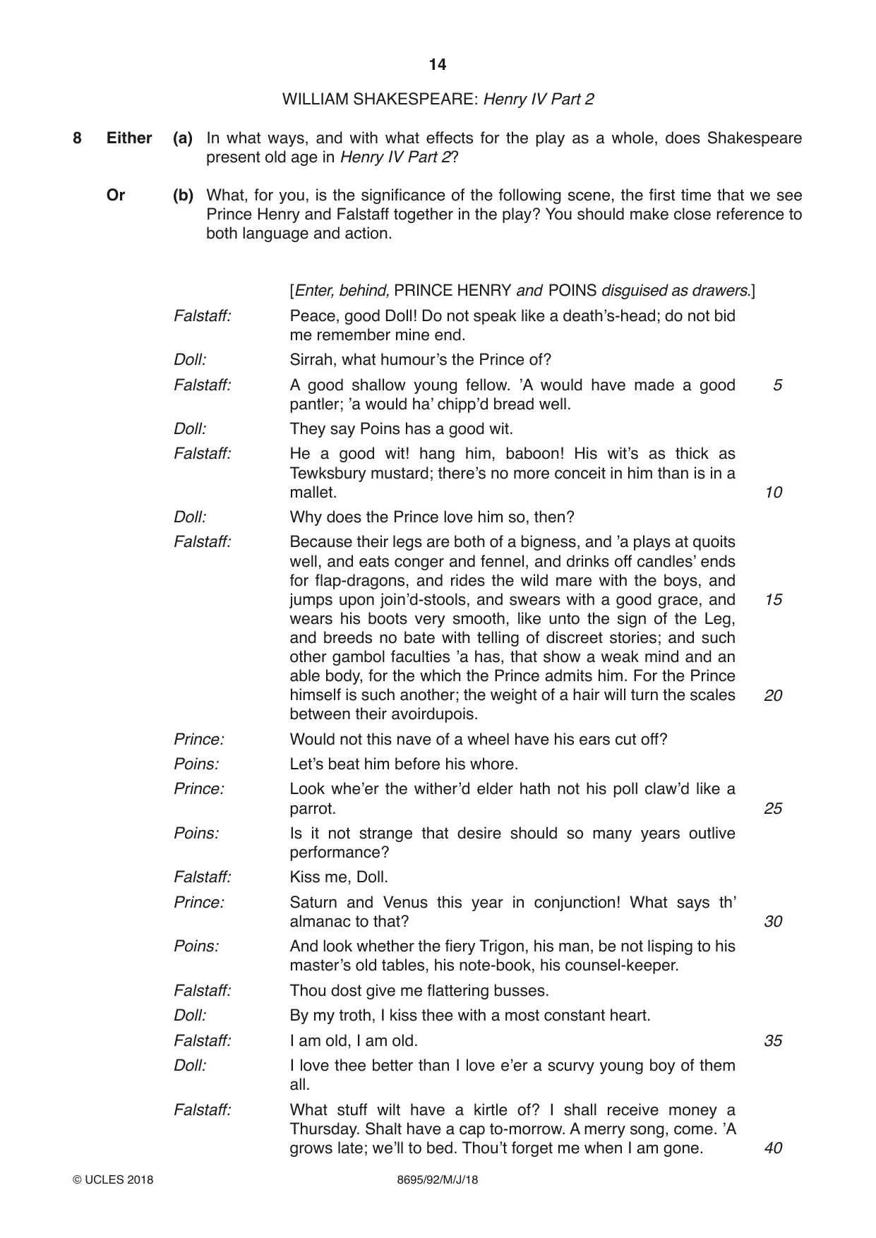 Cambridge A Level English - Language and Literature (AS Level only, from 2016) 8695 2018 May/June Paper 9 · Variant 2 question paper, page 14 of 20