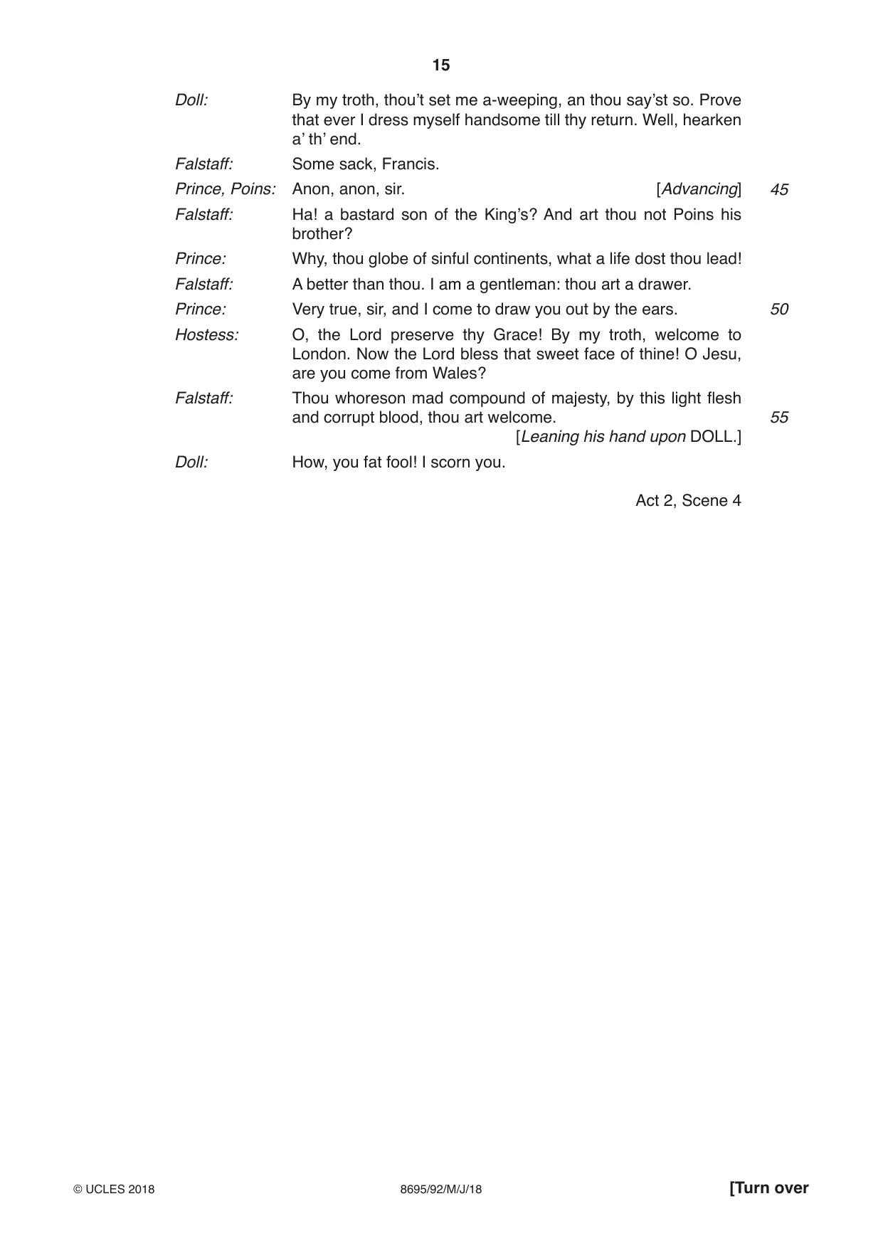 Cambridge A Level English - Language and Literature (AS Level only, from 2016) 8695 2018 May/June Paper 9 · Variant 2 question paper, page 15 of 20
