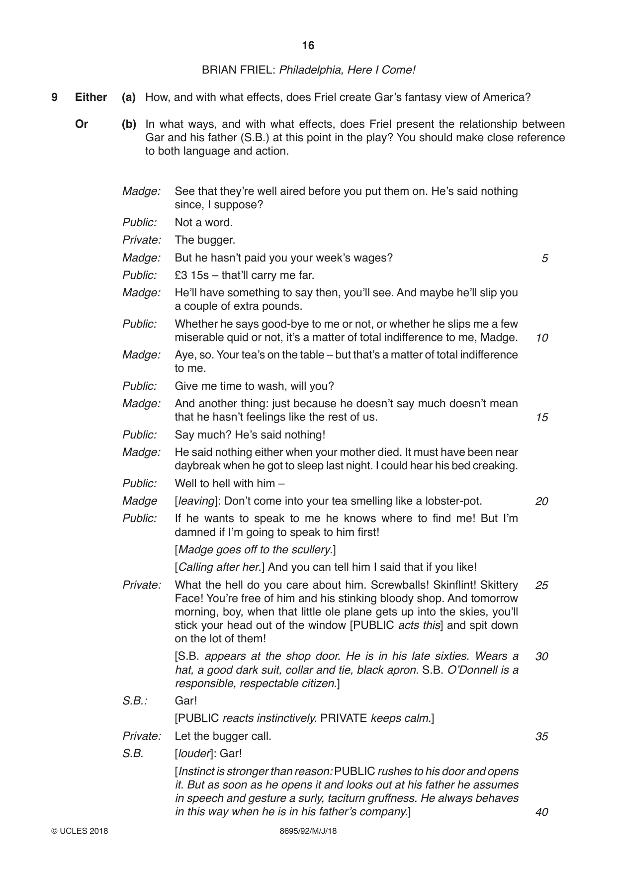 Cambridge A Level English - Language and Literature (AS Level only, from 2016) 8695 2018 May/June Paper 9 · Variant 2 question paper, page 16 of 20