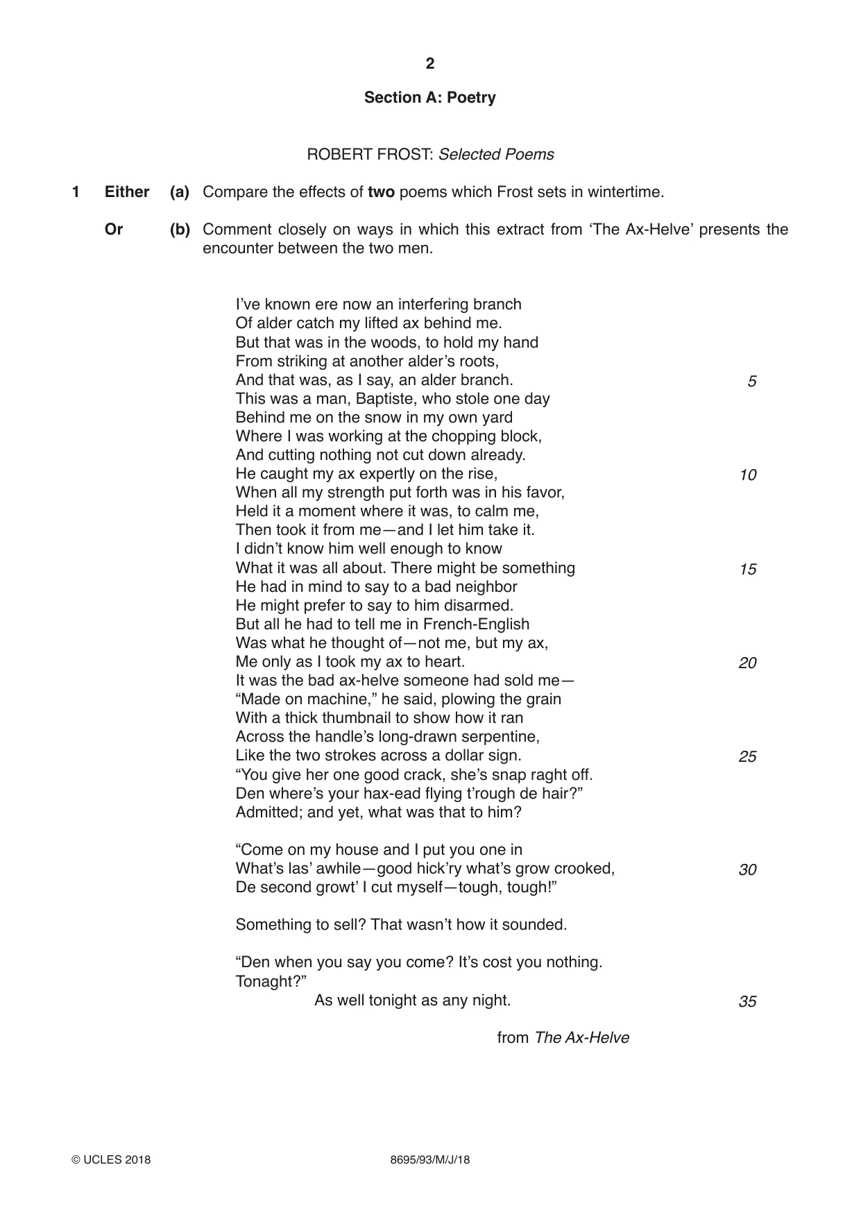 Cambridge A Level English - Language and Literature (AS Level only, from 2016) 8695 2018 May/June Paper 9 · Variant 3 question paper, page 2 of 16