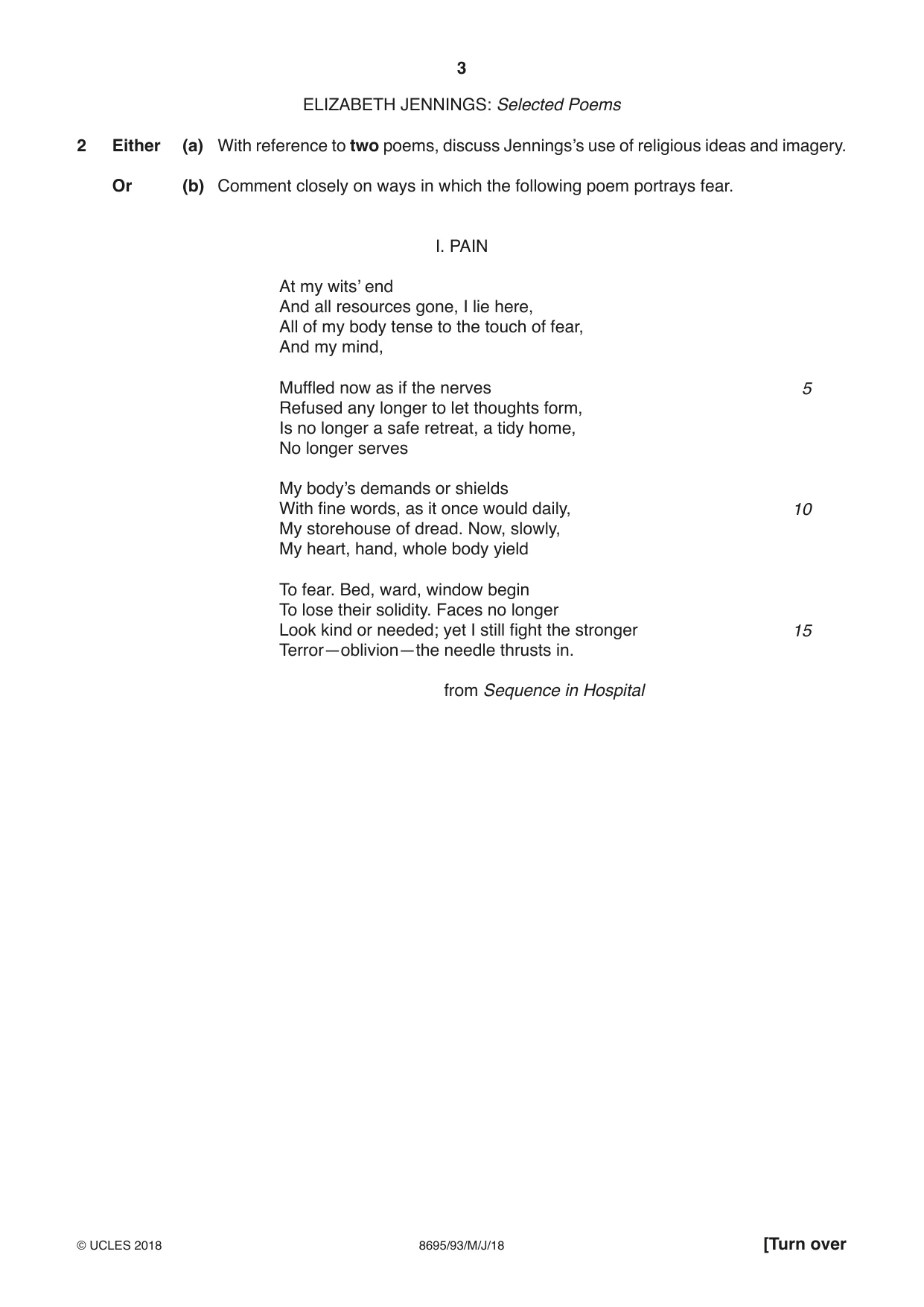 Cambridge A Level English - Language and Literature (AS Level only, from 2016) 8695 2018 May/June Paper 9 · Variant 3 question paper, page 3 of 16