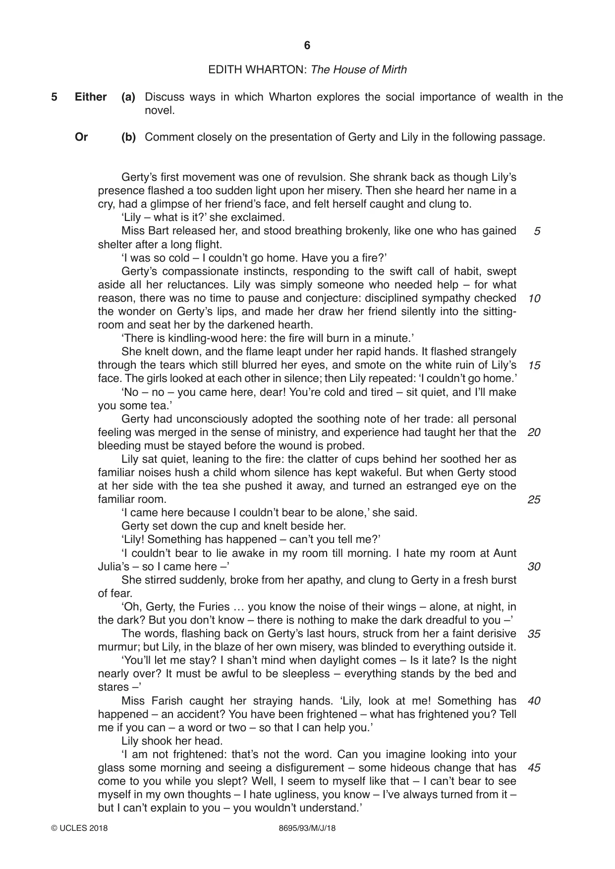 Cambridge A Level English - Language and Literature (AS Level only, from 2016) 8695 2018 May/June Paper 9 · Variant 3 question paper, page 6 of 16