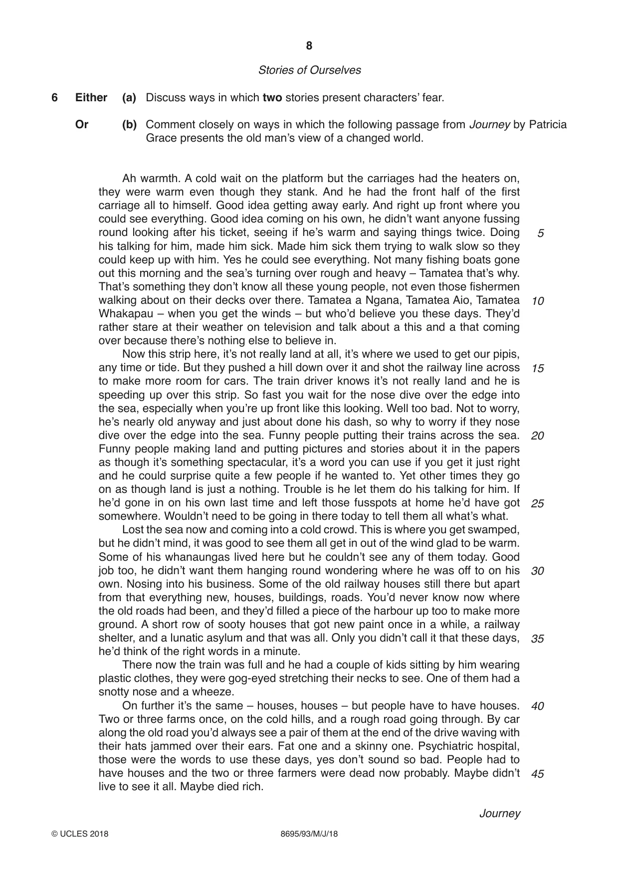 Cambridge A Level English - Language and Literature (AS Level only, from 2016) 8695 2018 May/June Paper 9 · Variant 3 question paper, page 8 of 16
