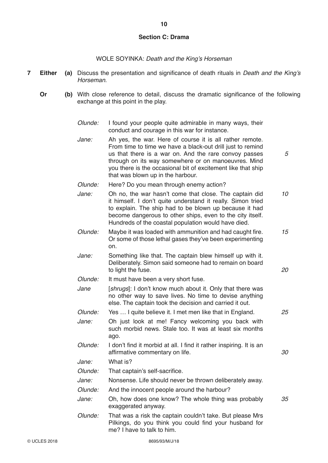 Cambridge A Level English - Language and Literature (AS Level only, from 2016) 8695 2018 May/June Paper 9 · Variant 3 question paper, page 10 of 16