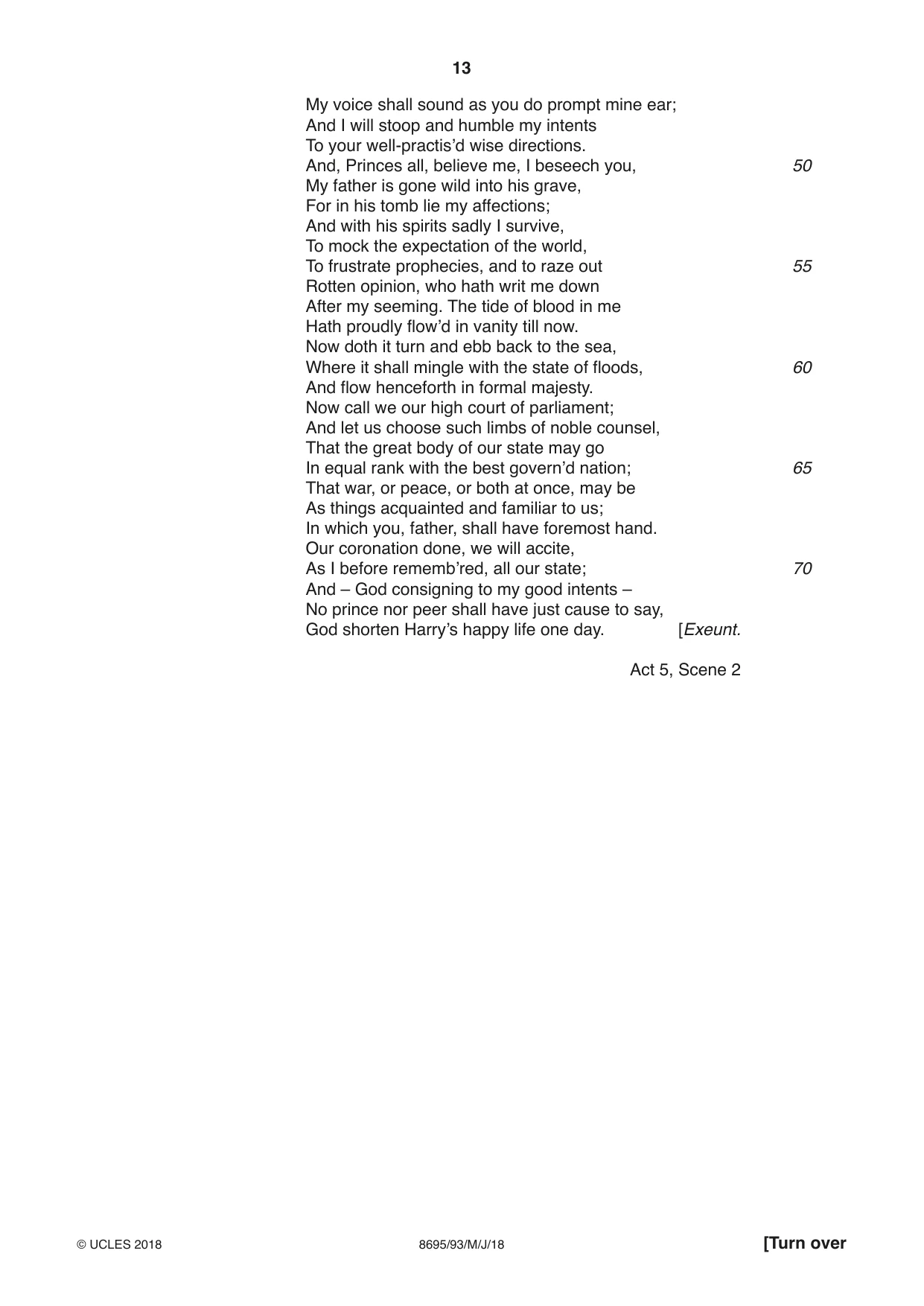 Cambridge A Level English - Language and Literature (AS Level only, from 2016) 8695 2018 May/June Paper 9 · Variant 3 question paper, page 13 of 16