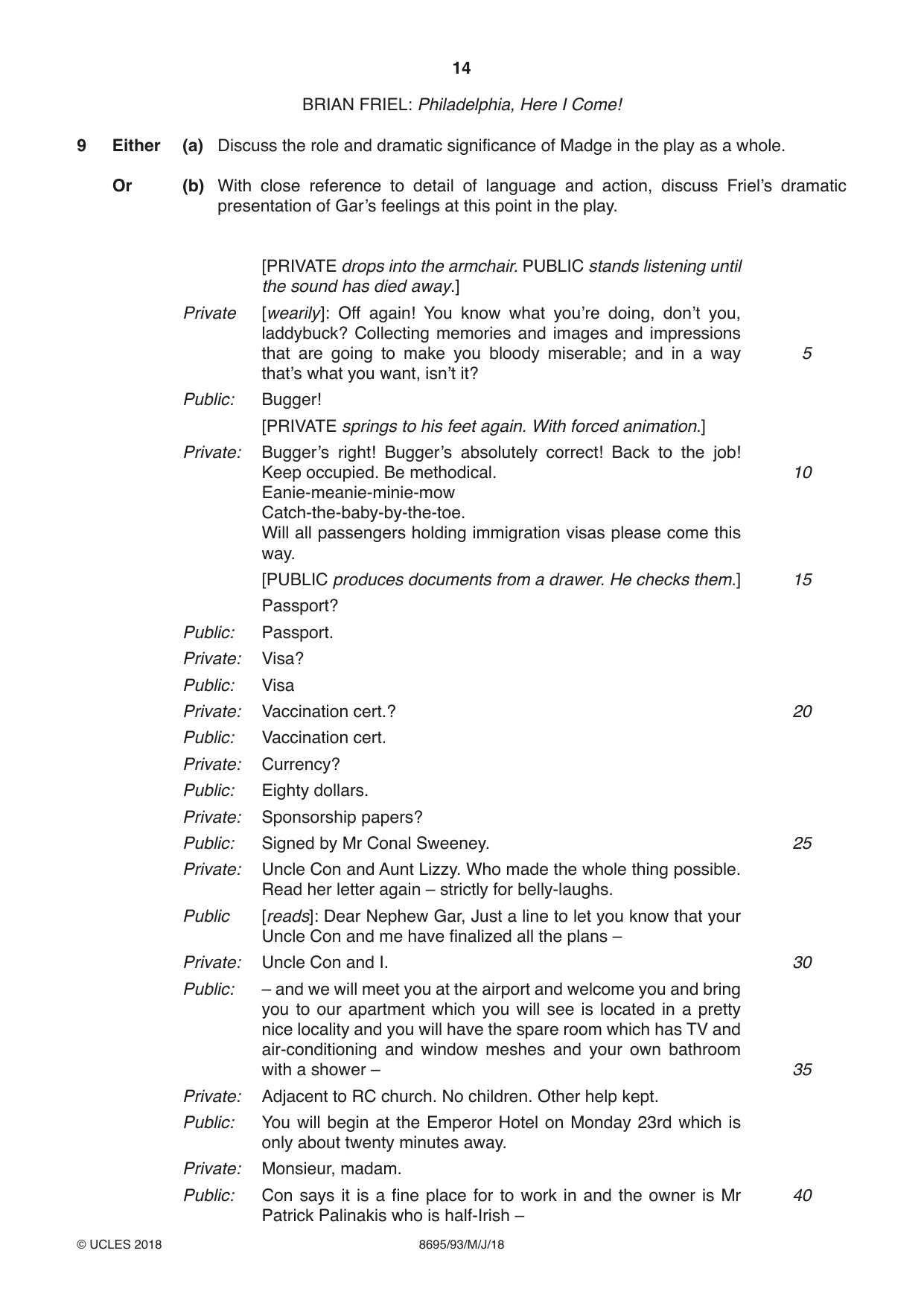 Cambridge A Level English - Language and Literature (AS Level only, from 2016) 8695 2018 May/June Paper 9 · Variant 3 question paper, page 14 of 16