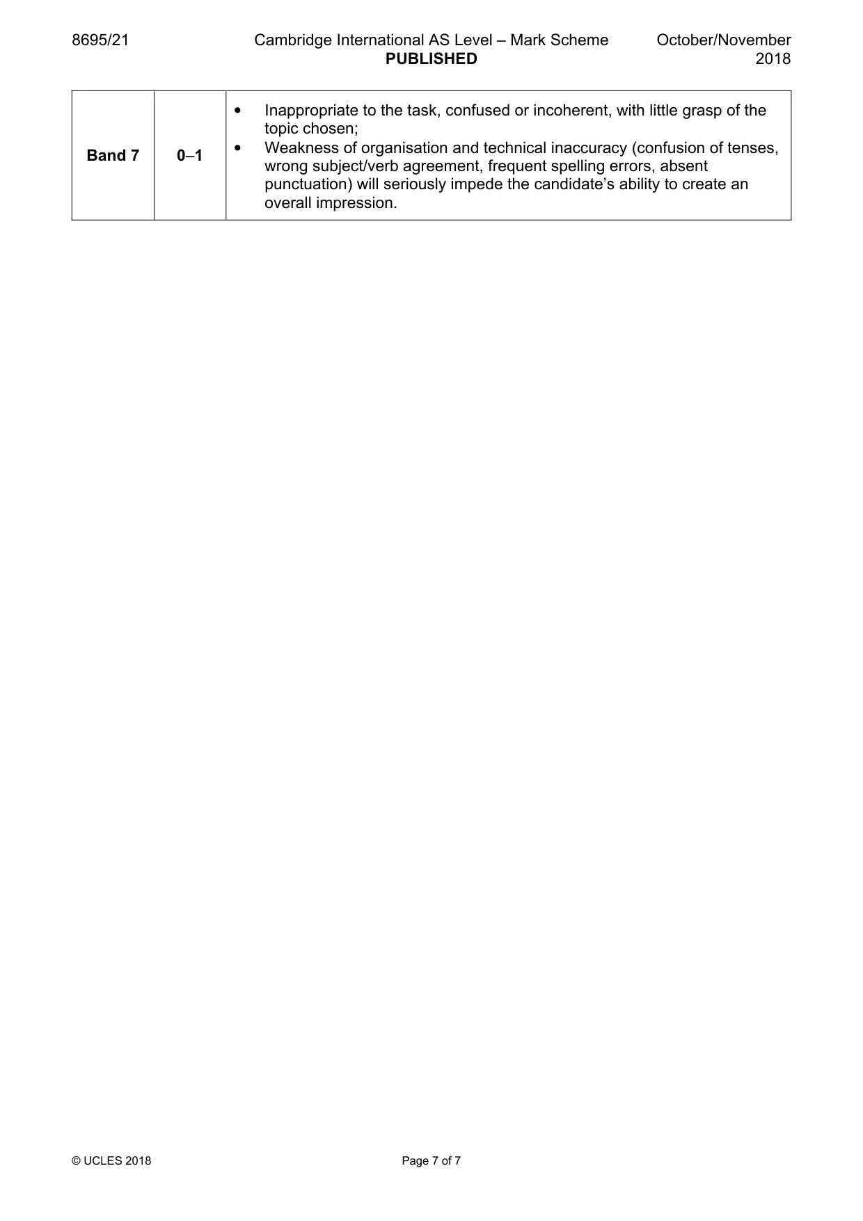 Mark scheme, page 7 of 7