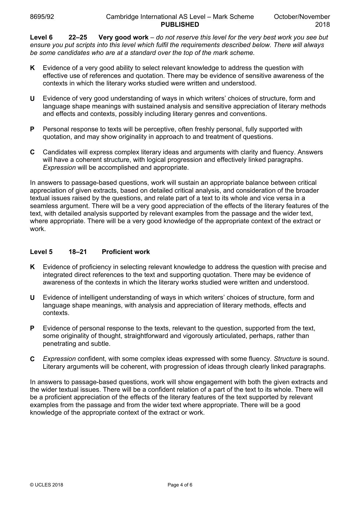 Mark scheme, page 4 of 6