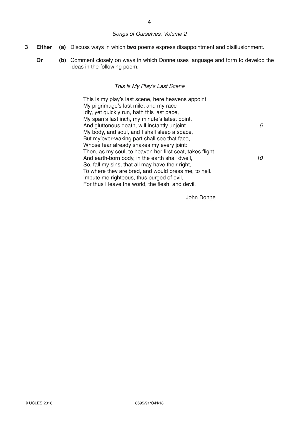 Cambridge A Level English - Language and Literature (AS Level only, from 2016) 8695 2018 Oct/Nov Paper 9 · Variant 1 question paper, page 4 of 20