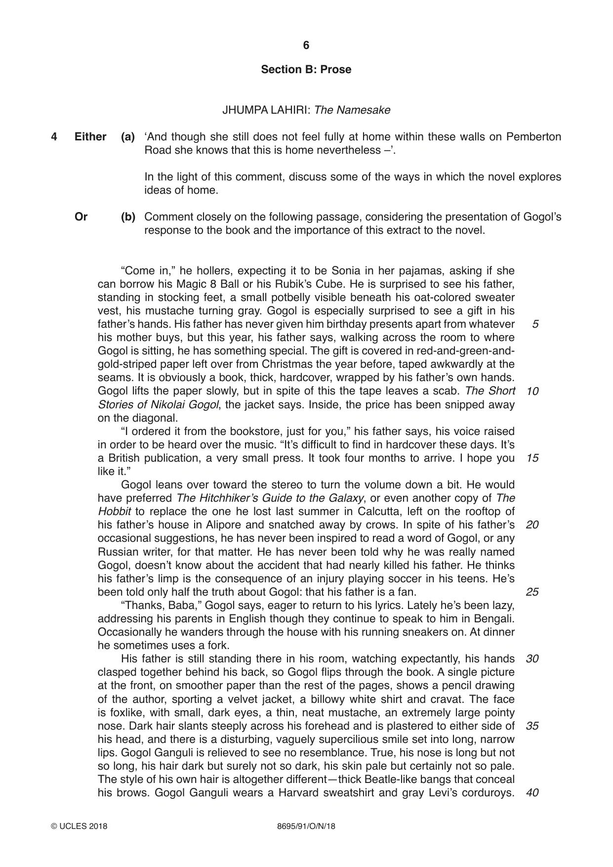 Cambridge A Level English - Language and Literature (AS Level only, from 2016) 8695 2018 Oct/Nov Paper 9 · Variant 1 question paper, page 6 of 20