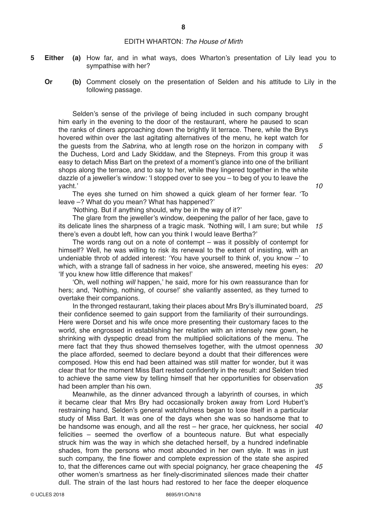 Cambridge A Level English - Language and Literature (AS Level only, from 2016) 8695 2018 Oct/Nov Paper 9 · Variant 1 question paper, page 8 of 20