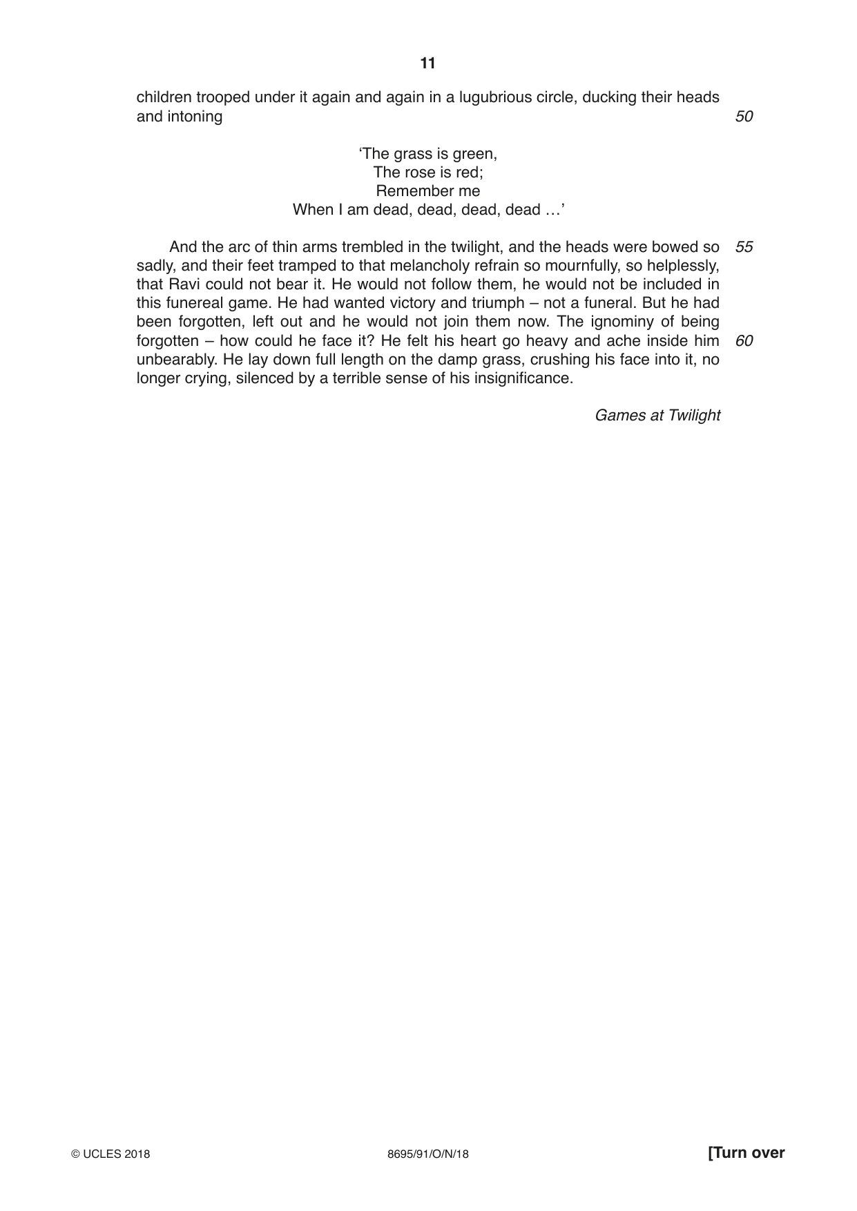 Cambridge A Level English - Language and Literature (AS Level only, from 2016) 8695 2018 Oct/Nov Paper 9 · Variant 1 question paper, page 11 of 20