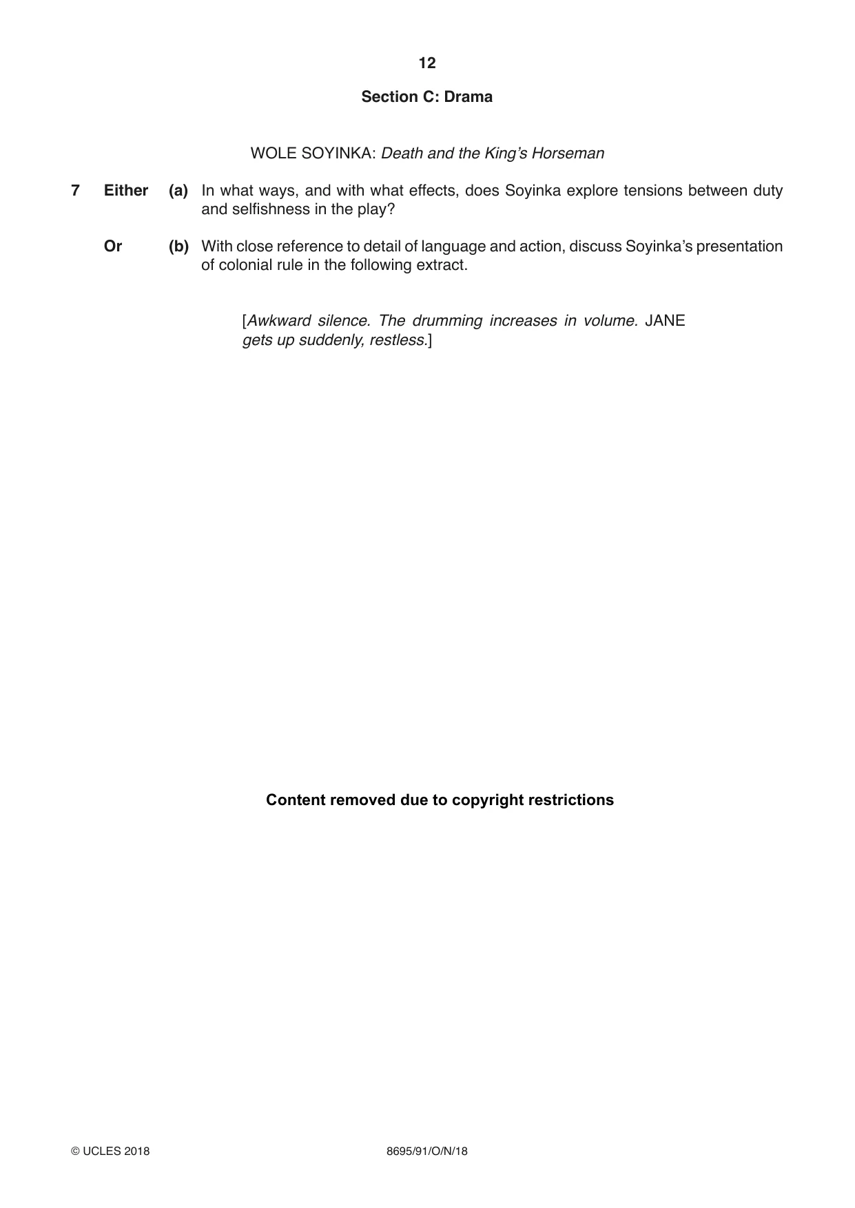 Cambridge A Level English - Language and Literature (AS Level only, from 2016) 8695 2018 Oct/Nov Paper 9 · Variant 1 question paper, page 12 of 20