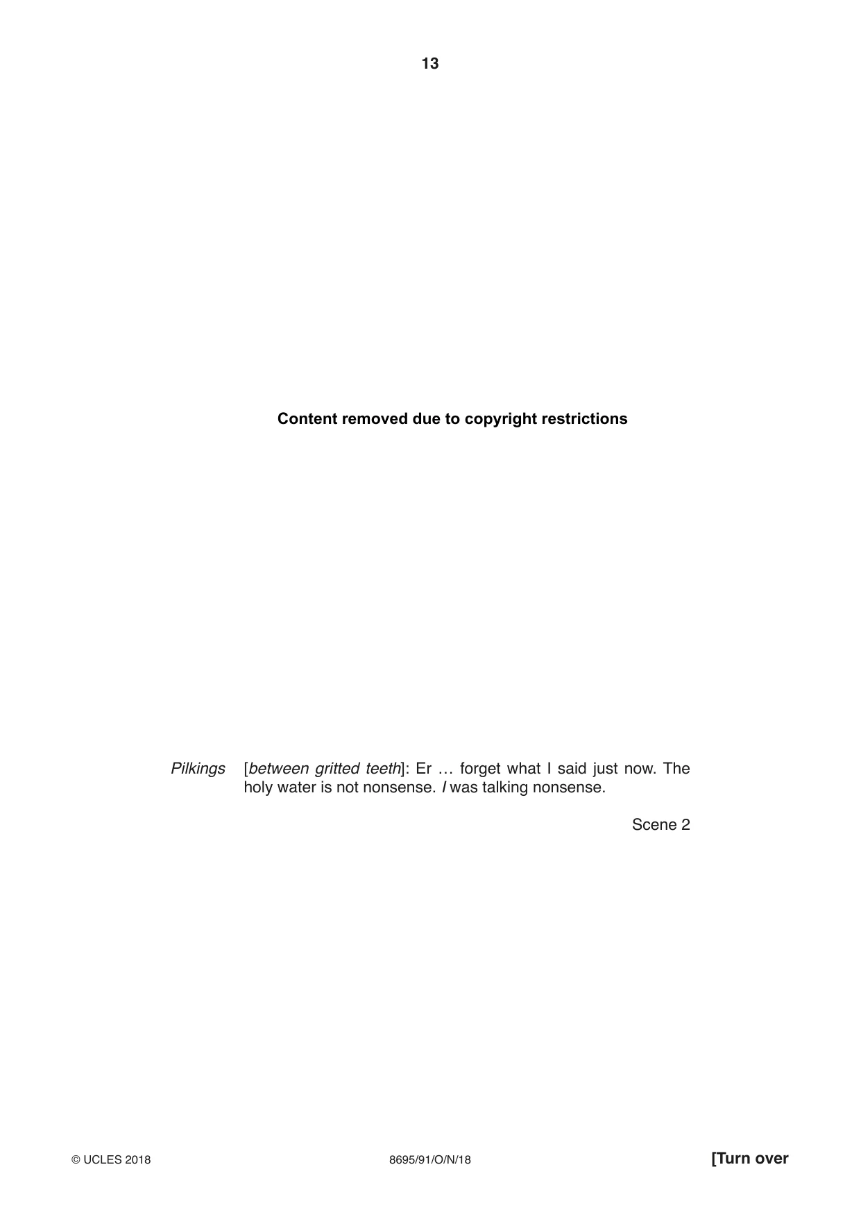 Cambridge A Level English - Language and Literature (AS Level only, from 2016) 8695 2018 Oct/Nov Paper 9 · Variant 1 question paper, page 13 of 20