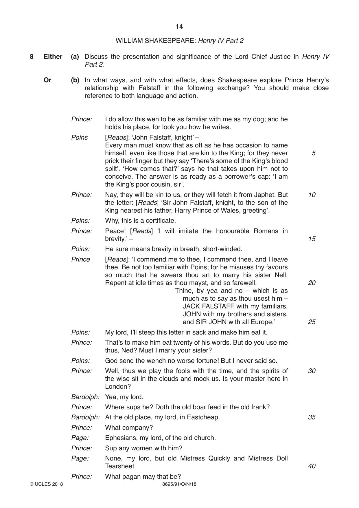 Cambridge A Level English - Language and Literature (AS Level only, from 2016) 8695 2018 Oct/Nov Paper 9 · Variant 1 question paper, page 14 of 20