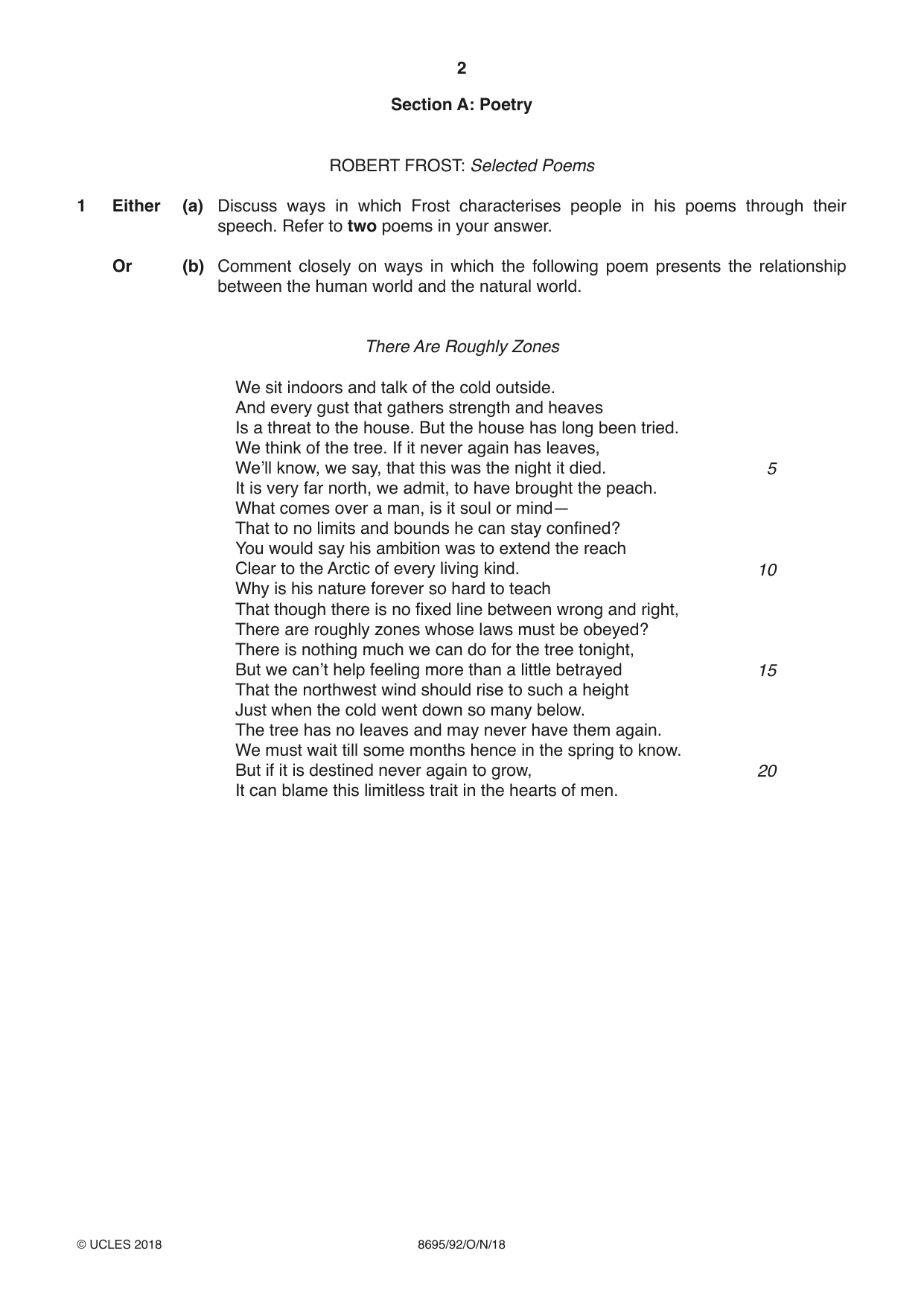 Cambridge A Level English - Language and Literature (AS Level only, from 2016) 8695 2018 Oct/Nov Paper 9 · Variant 2 question paper, page 2 of 20
