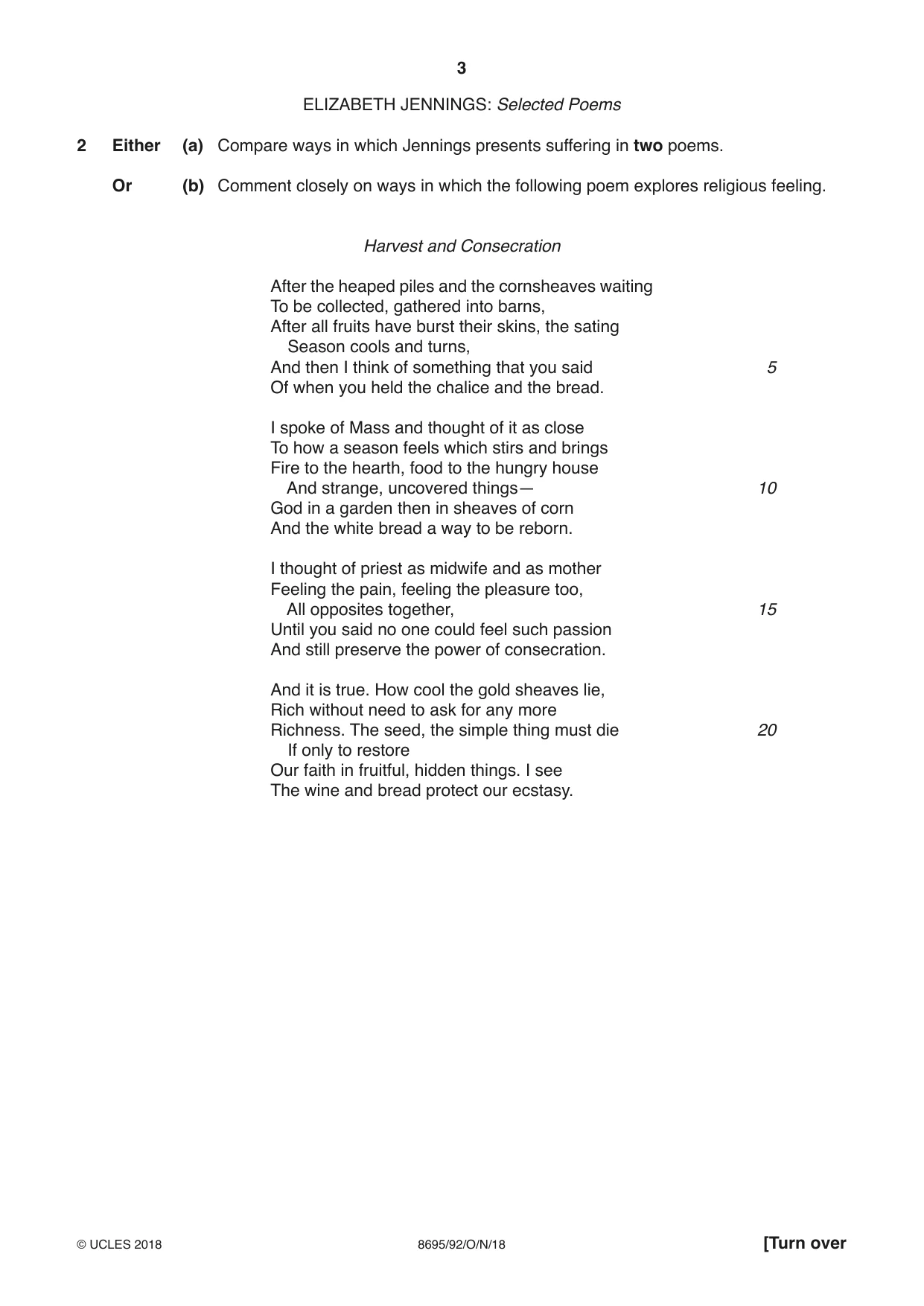 Cambridge A Level English - Language and Literature (AS Level only, from 2016) 8695 2018 Oct/Nov Paper 9 · Variant 2 question paper, page 3 of 20