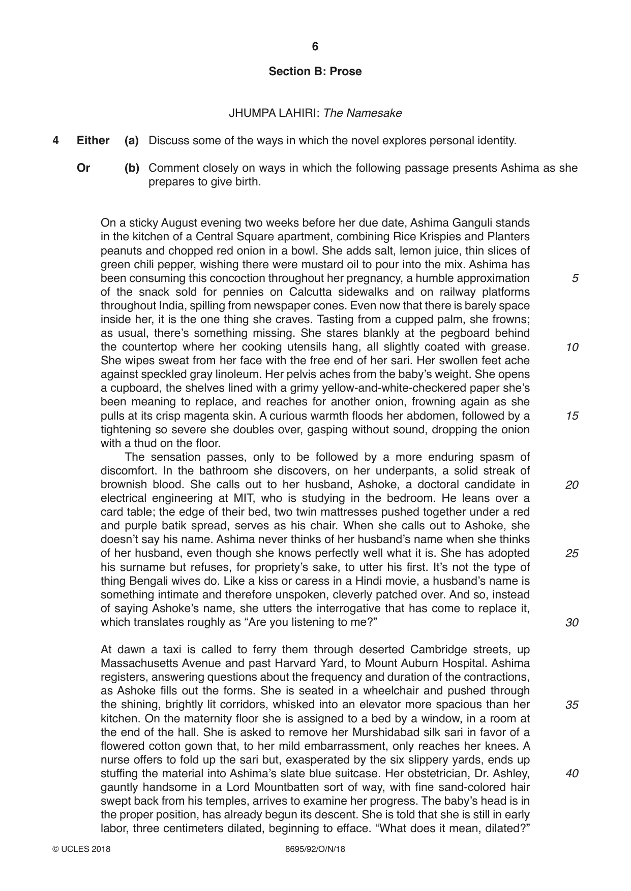 Cambridge A Level English - Language and Literature (AS Level only, from 2016) 8695 2018 Oct/Nov Paper 9 · Variant 2 question paper, page 6 of 20