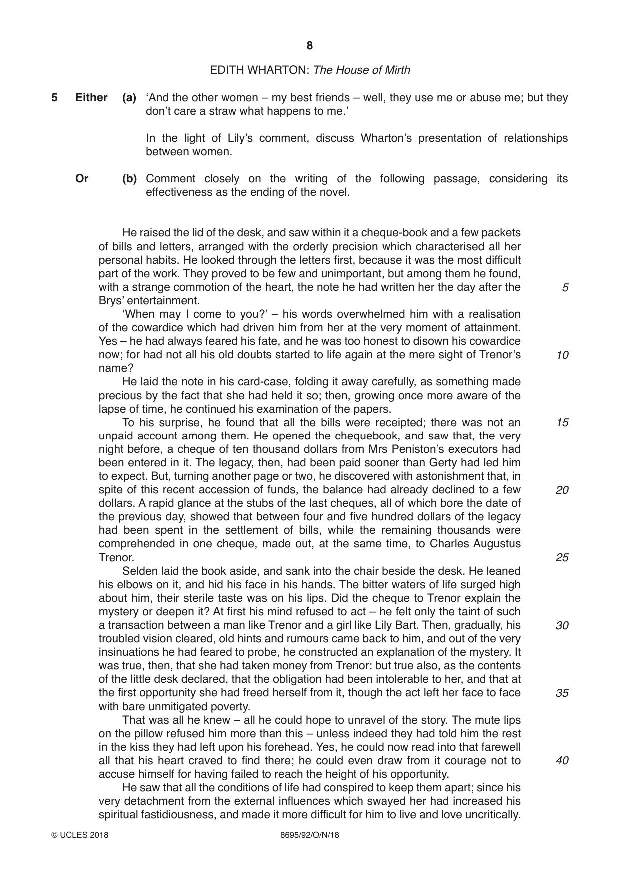 Cambridge A Level English - Language and Literature (AS Level only, from 2016) 8695 2018 Oct/Nov Paper 9 · Variant 2 question paper, page 8 of 20