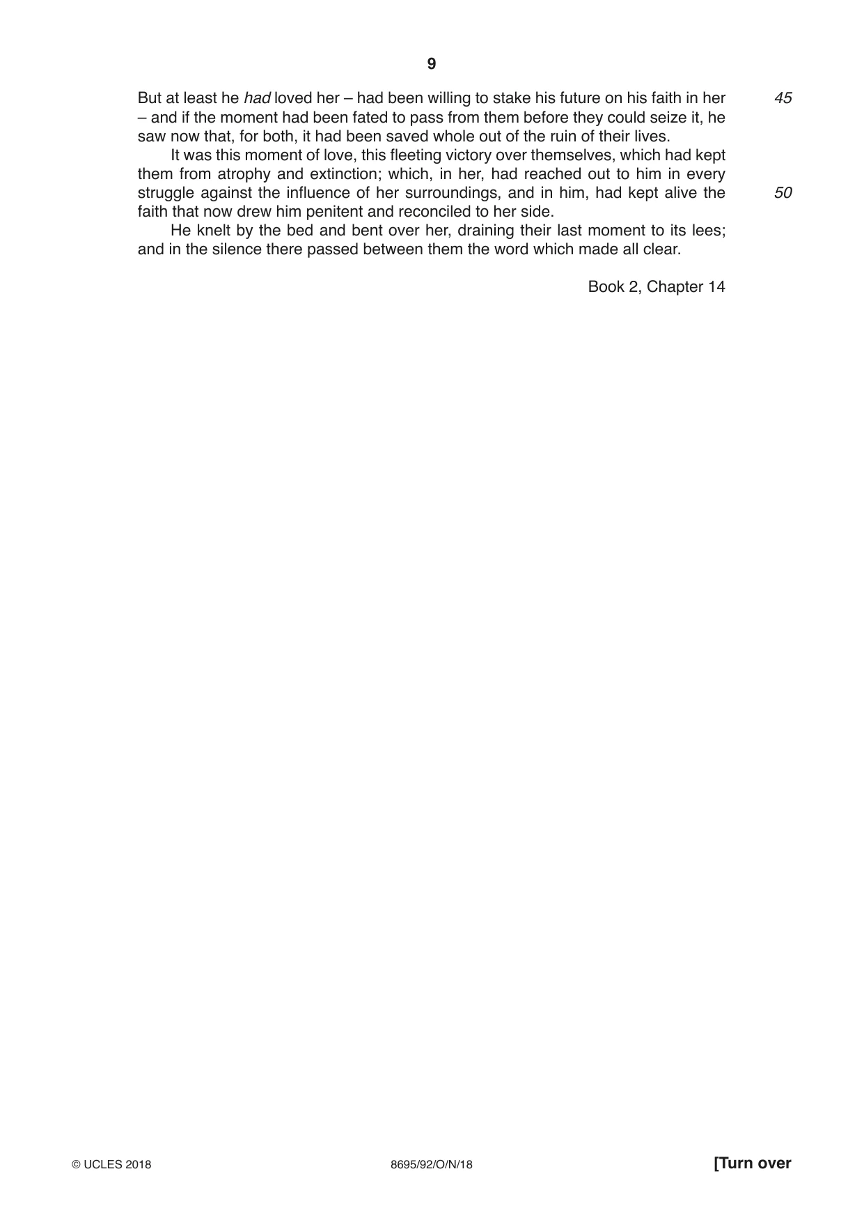 Cambridge A Level English - Language and Literature (AS Level only, from 2016) 8695 2018 Oct/Nov Paper 9 · Variant 2 question paper, page 9 of 20