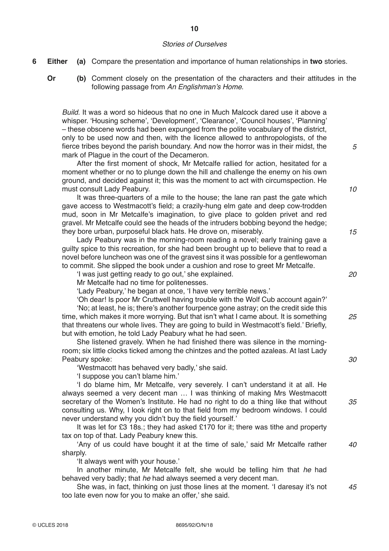 Cambridge A Level English - Language and Literature (AS Level only, from 2016) 8695 2018 Oct/Nov Paper 9 · Variant 2 question paper, page 10 of 20