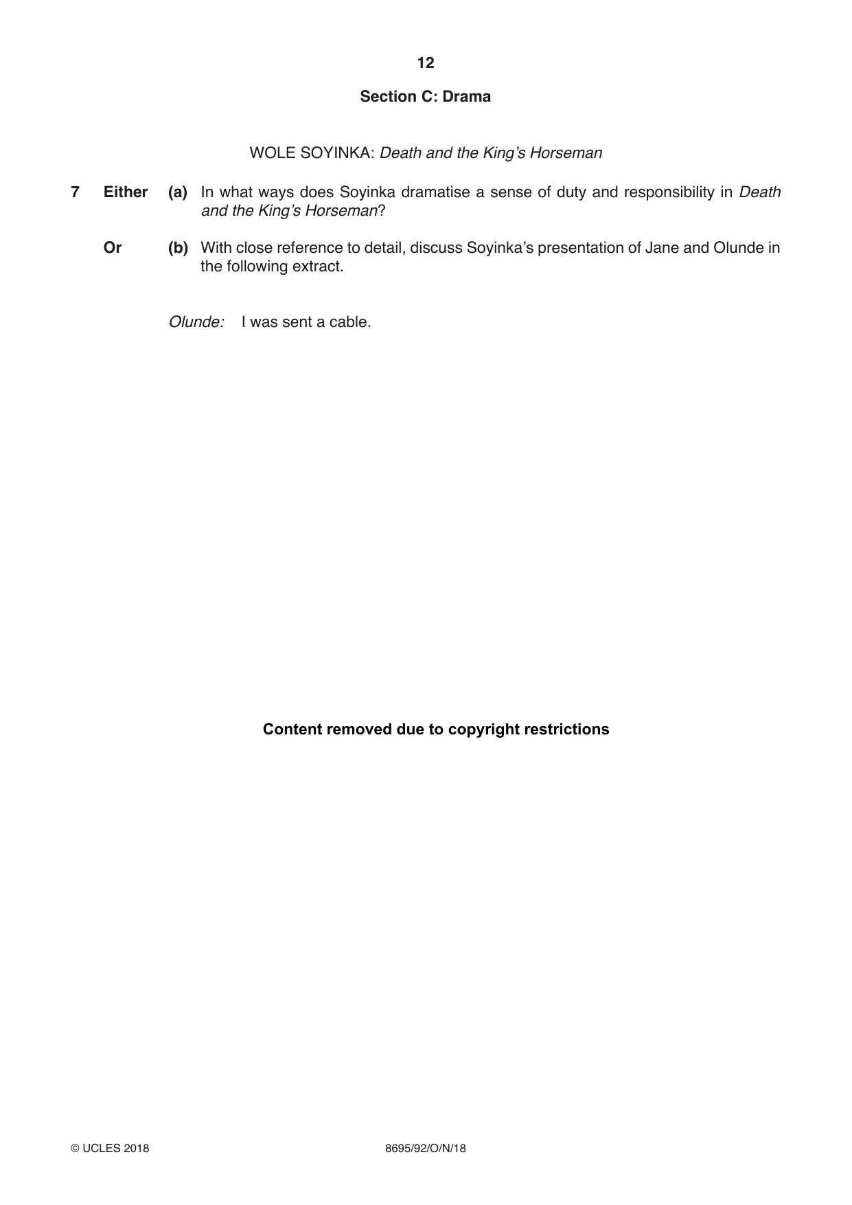 Cambridge A Level English - Language and Literature (AS Level only, from 2016) 8695 2018 Oct/Nov Paper 9 · Variant 2 question paper, page 12 of 20