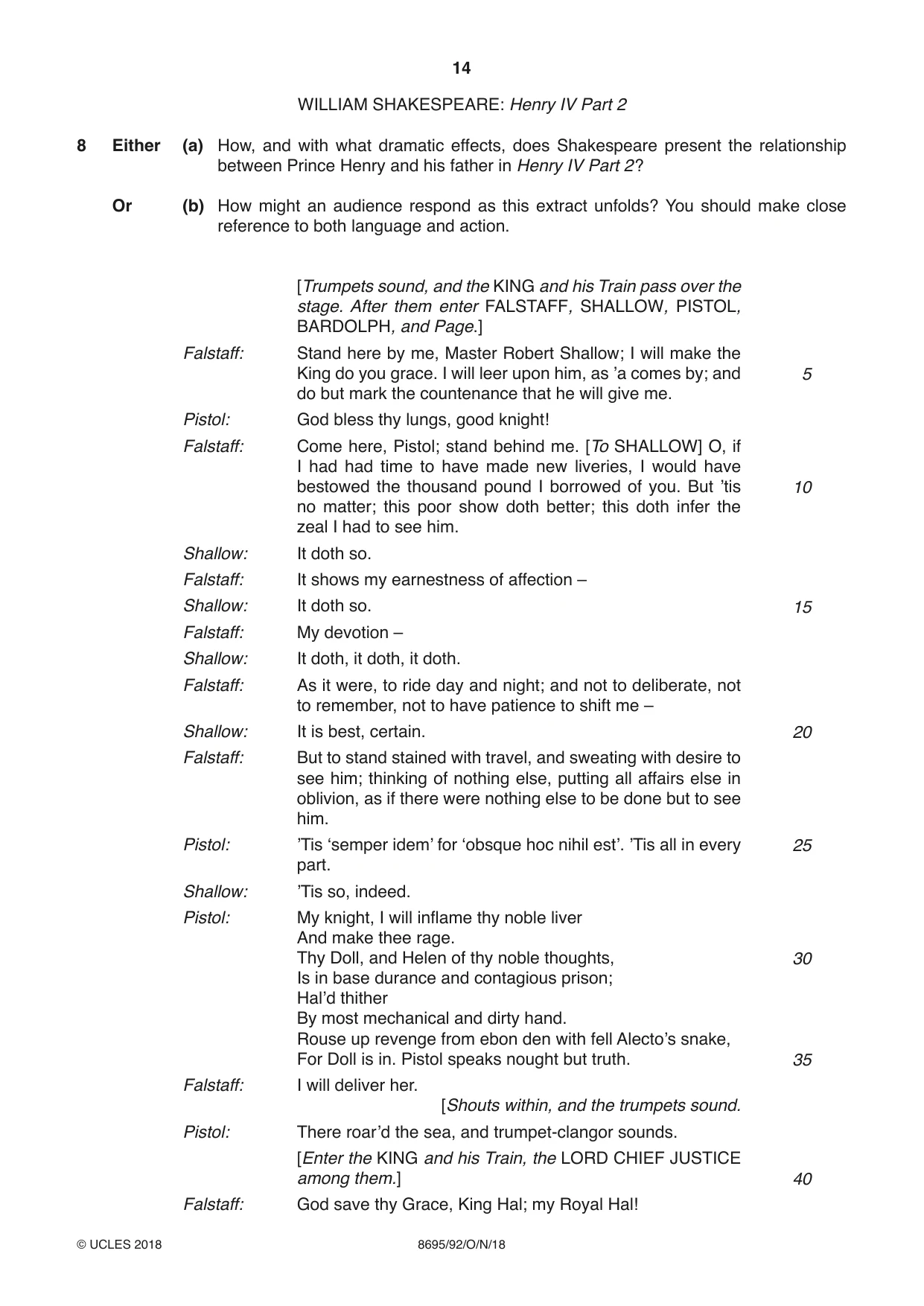 Cambridge A Level English - Language and Literature (AS Level only, from 2016) 8695 2018 Oct/Nov Paper 9 · Variant 2 question paper, page 14 of 20
