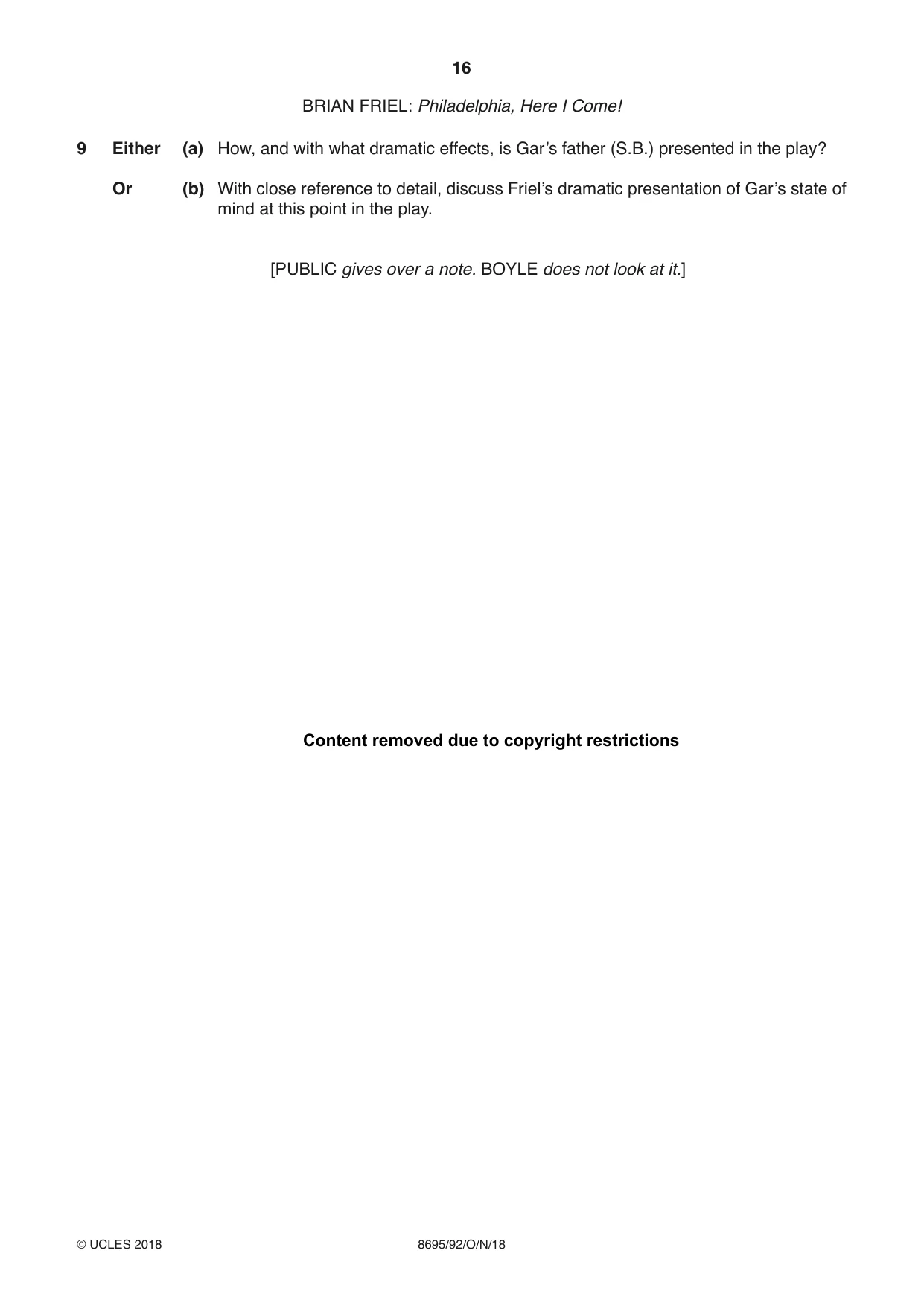 Cambridge A Level English - Language and Literature (AS Level only, from 2016) 8695 2018 Oct/Nov Paper 9 · Variant 2 question paper, page 16 of 20