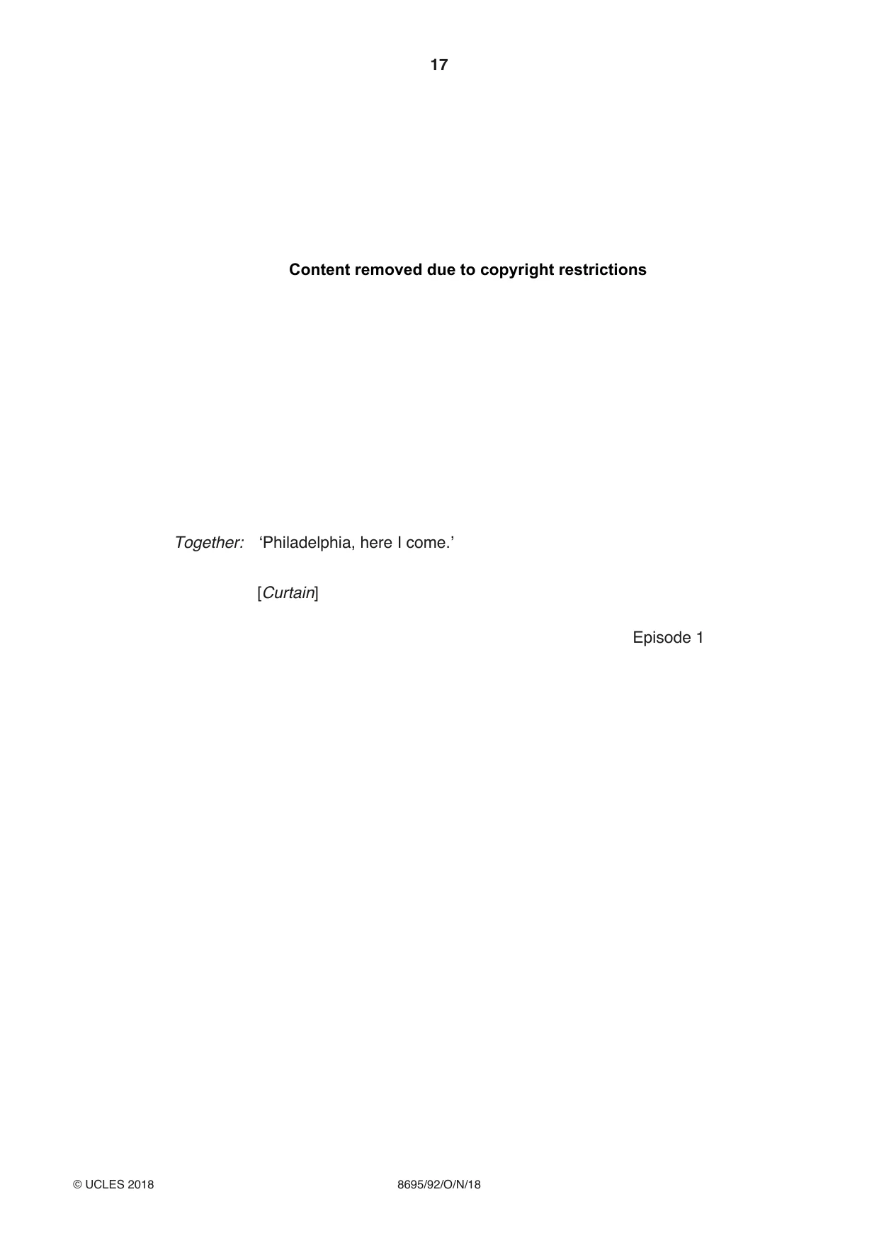 Cambridge A Level English - Language and Literature (AS Level only, from 2016) 8695 2018 Oct/Nov Paper 9 · Variant 2 question paper, page 17 of 20