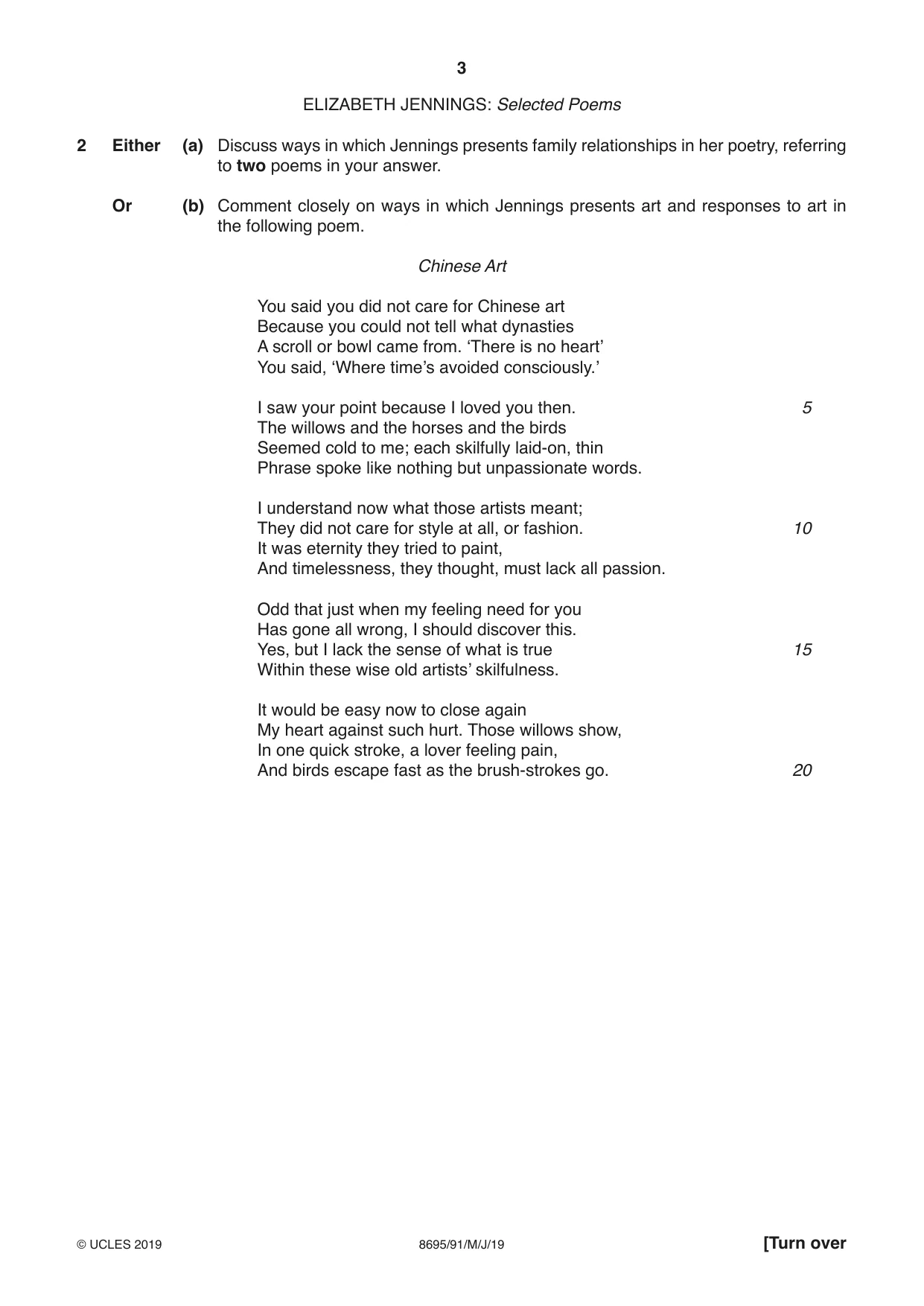 Cambridge A Level English - Language and Literature (AS Level only, from 2016) 8695 2019 May/June Paper 9 · Variant 1 question paper, page 3 of 20