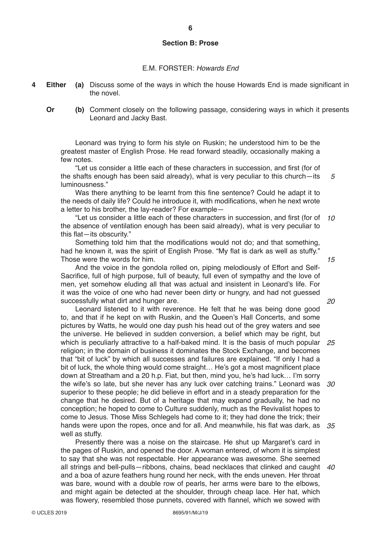 Cambridge A Level English - Language and Literature (AS Level only, from 2016) 8695 2019 May/June Paper 9 · Variant 1 question paper, page 6 of 20