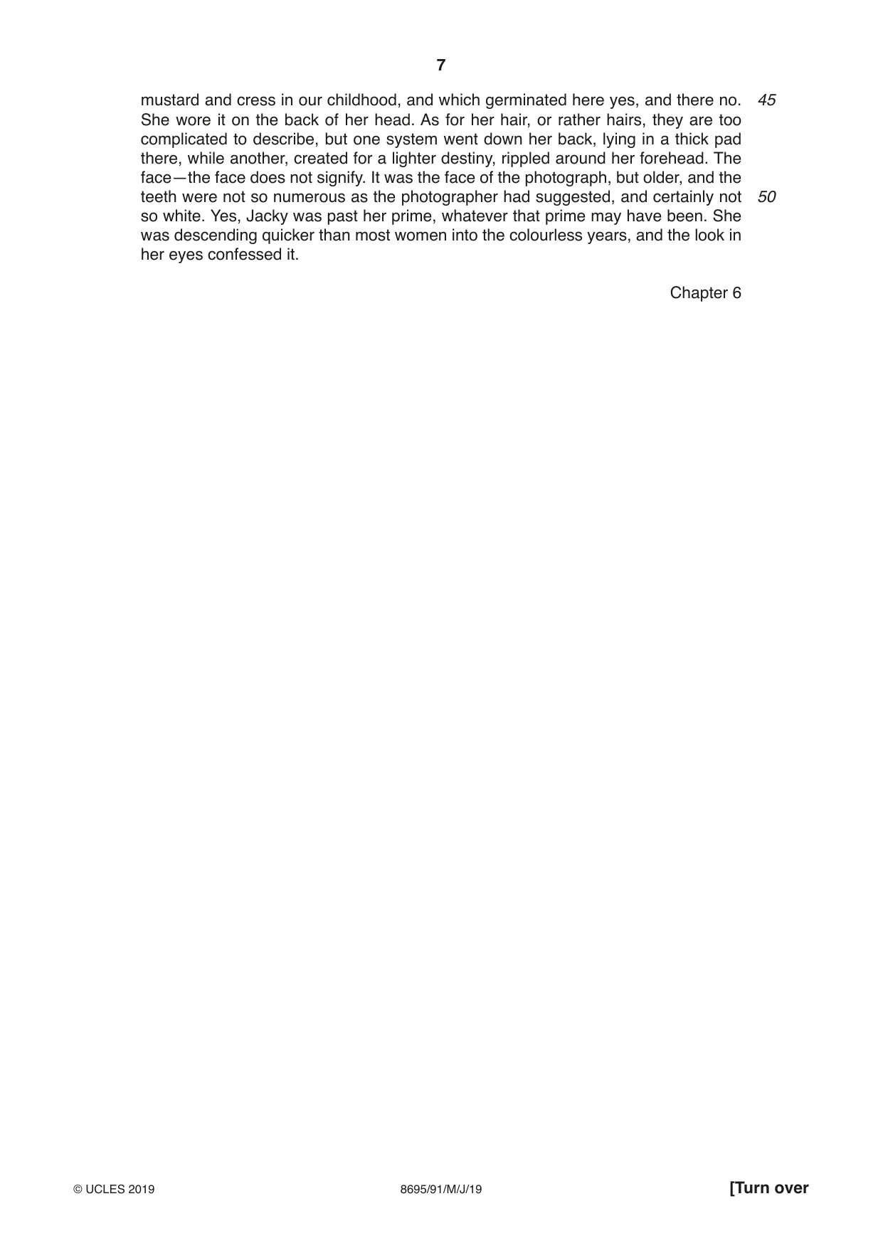 Cambridge A Level English - Language and Literature (AS Level only, from 2016) 8695 2019 May/June Paper 9 · Variant 1 question paper, page 7 of 20