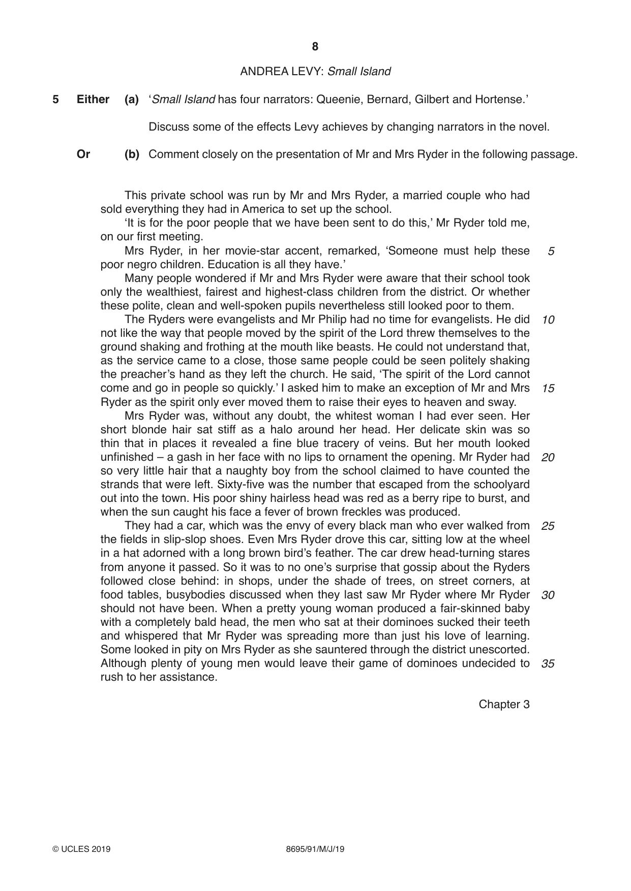Cambridge A Level English - Language and Literature (AS Level only, from 2016) 8695 2019 May/June Paper 9 · Variant 1 question paper, page 8 of 20