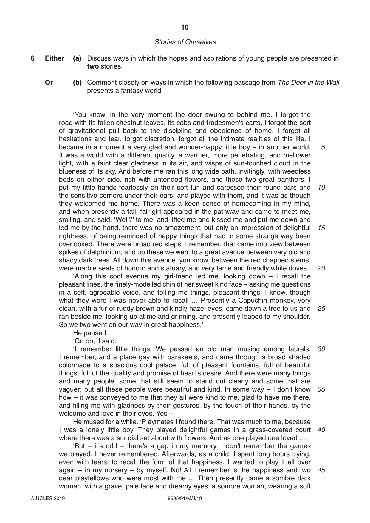 Cambridge A Level English - Language and Literature (AS Level only, from 2016) 8695 2019 May/June Paper 9 · Variant 1 question paper, page 10 of 20