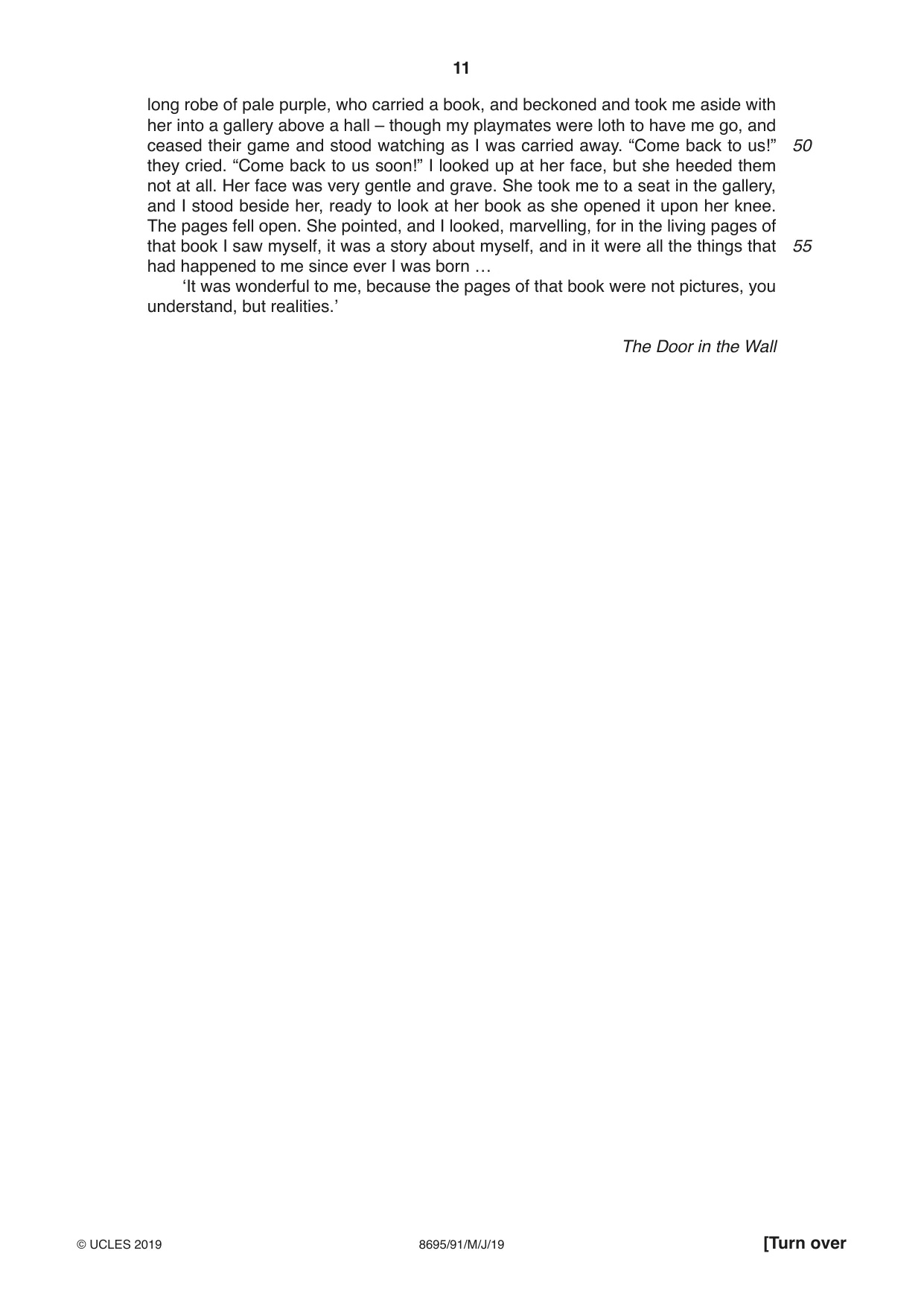 Cambridge A Level English - Language and Literature (AS Level only, from 2016) 8695 2019 May/June Paper 9 · Variant 1 question paper, page 11 of 20