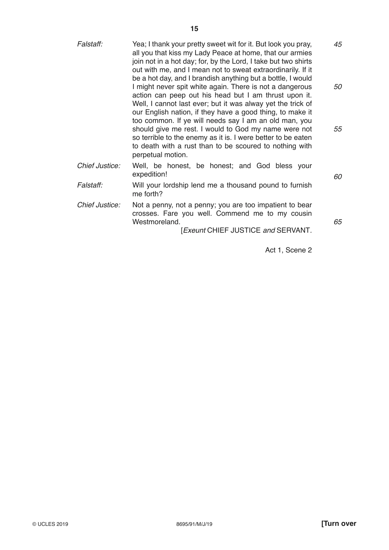 Cambridge A Level English - Language and Literature (AS Level only, from 2016) 8695 2019 May/June Paper 9 · Variant 1 question paper, page 15 of 20