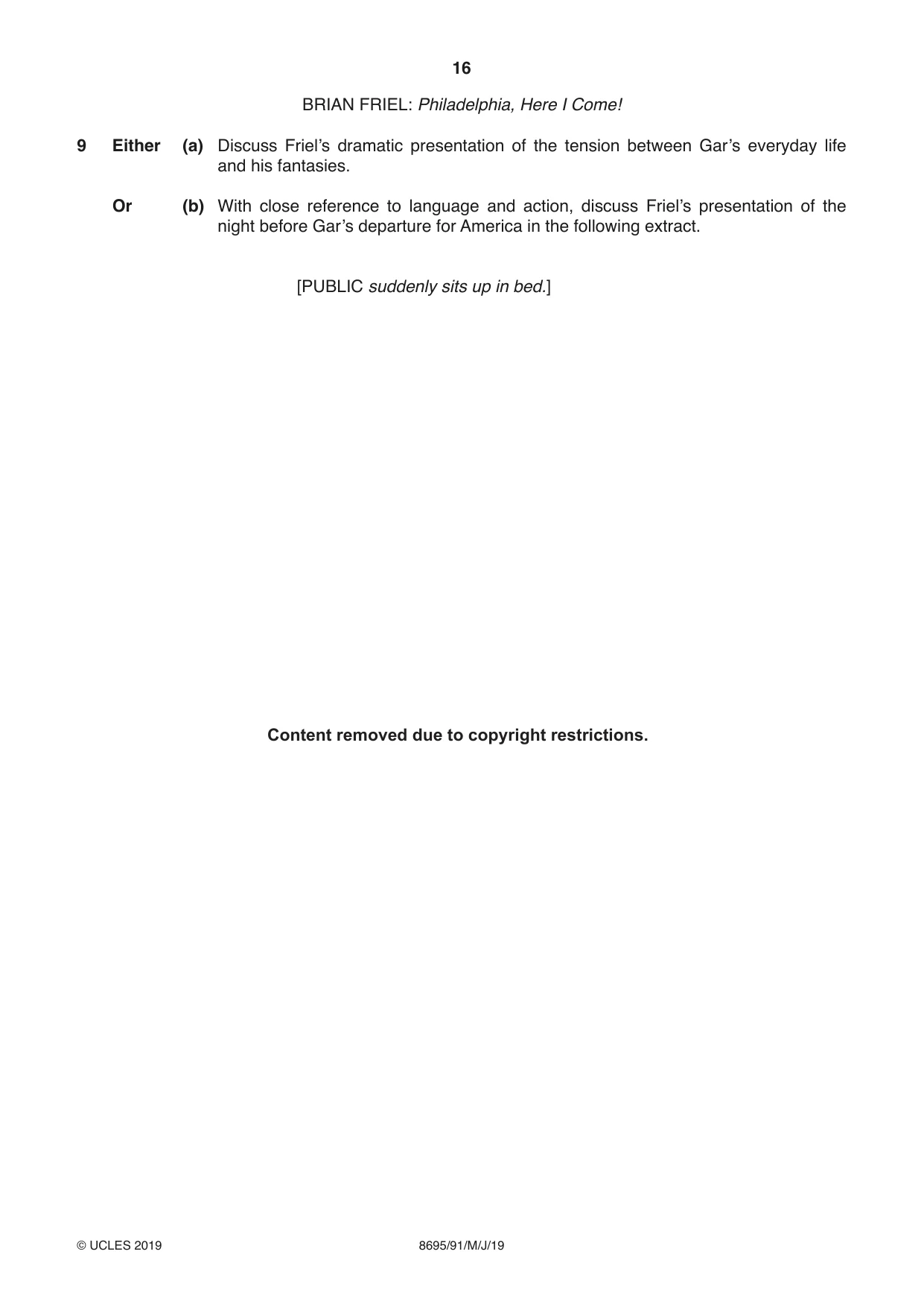 Cambridge A Level English - Language and Literature (AS Level only, from 2016) 8695 2019 May/June Paper 9 · Variant 1 question paper, page 16 of 20