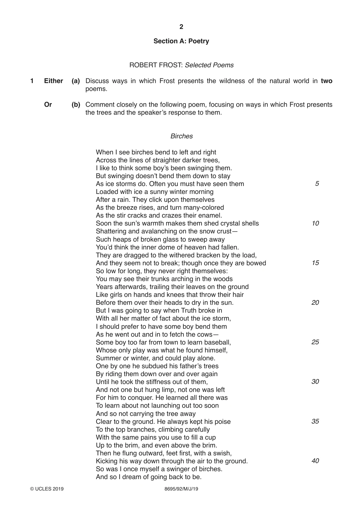 Cambridge A Level English - Language and Literature (AS Level only, from 2016) 8695 2019 May/June Paper 9 · Variant 2 question paper, page 2 of 20