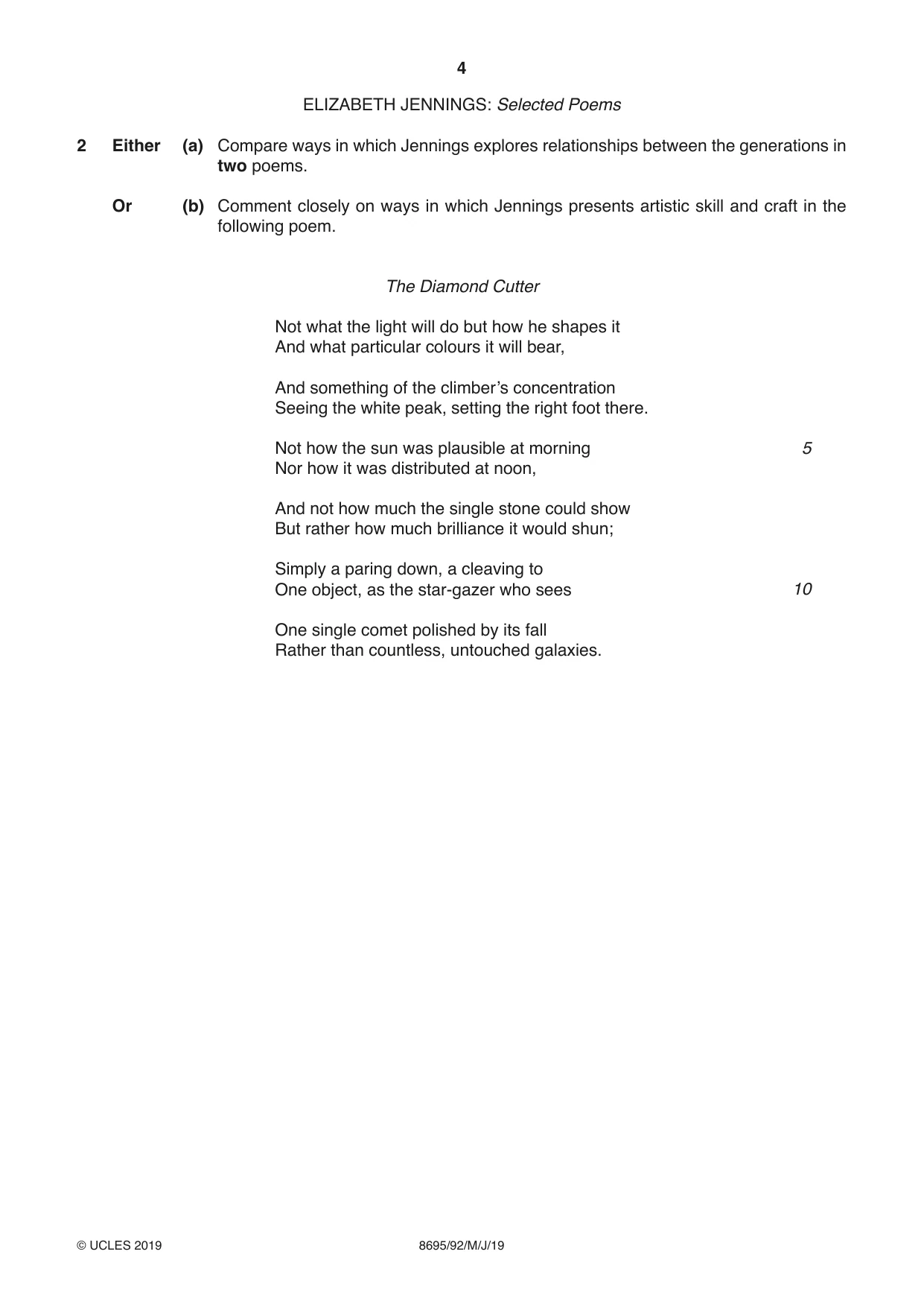Cambridge A Level English - Language and Literature (AS Level only, from 2016) 8695 2019 May/June Paper 9 · Variant 2 question paper, page 4 of 20