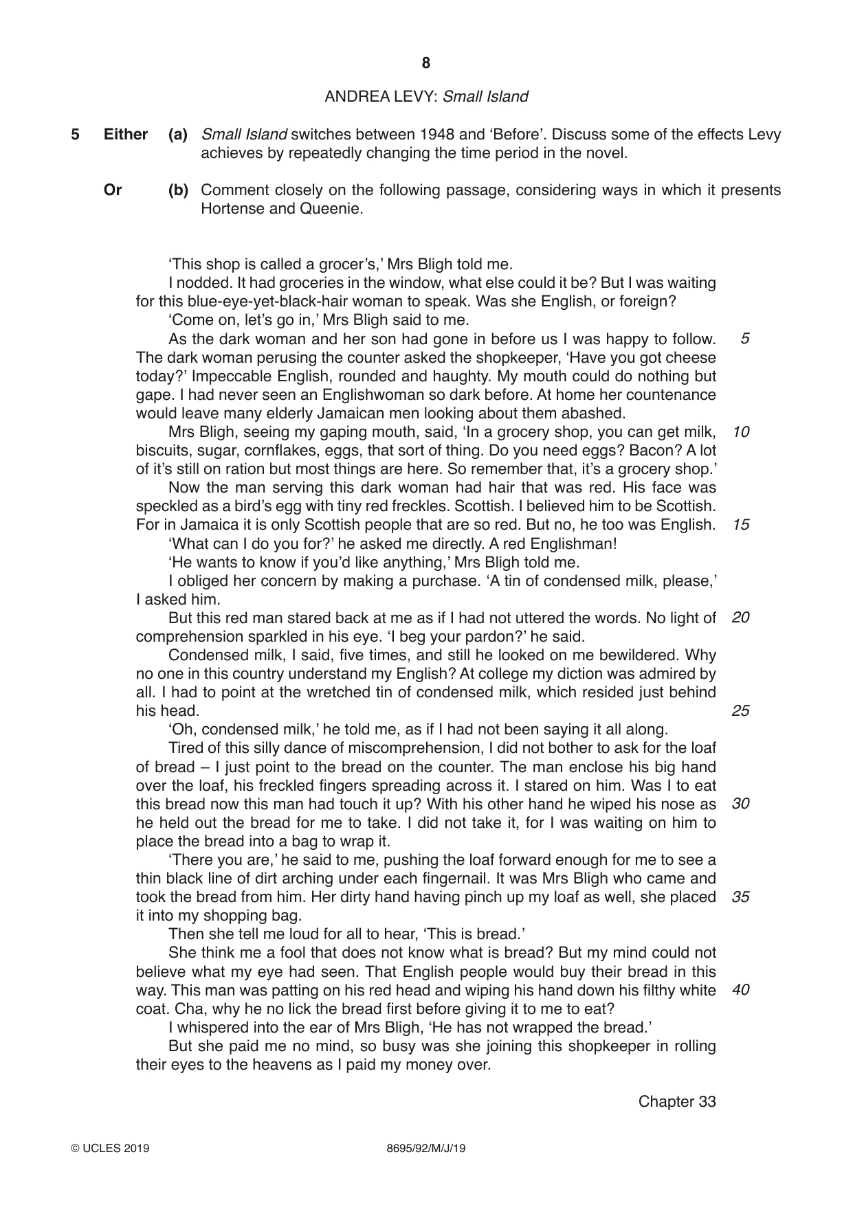 Cambridge A Level English - Language and Literature (AS Level only, from 2016) 8695 2019 May/June Paper 9 · Variant 2 question paper, page 8 of 20