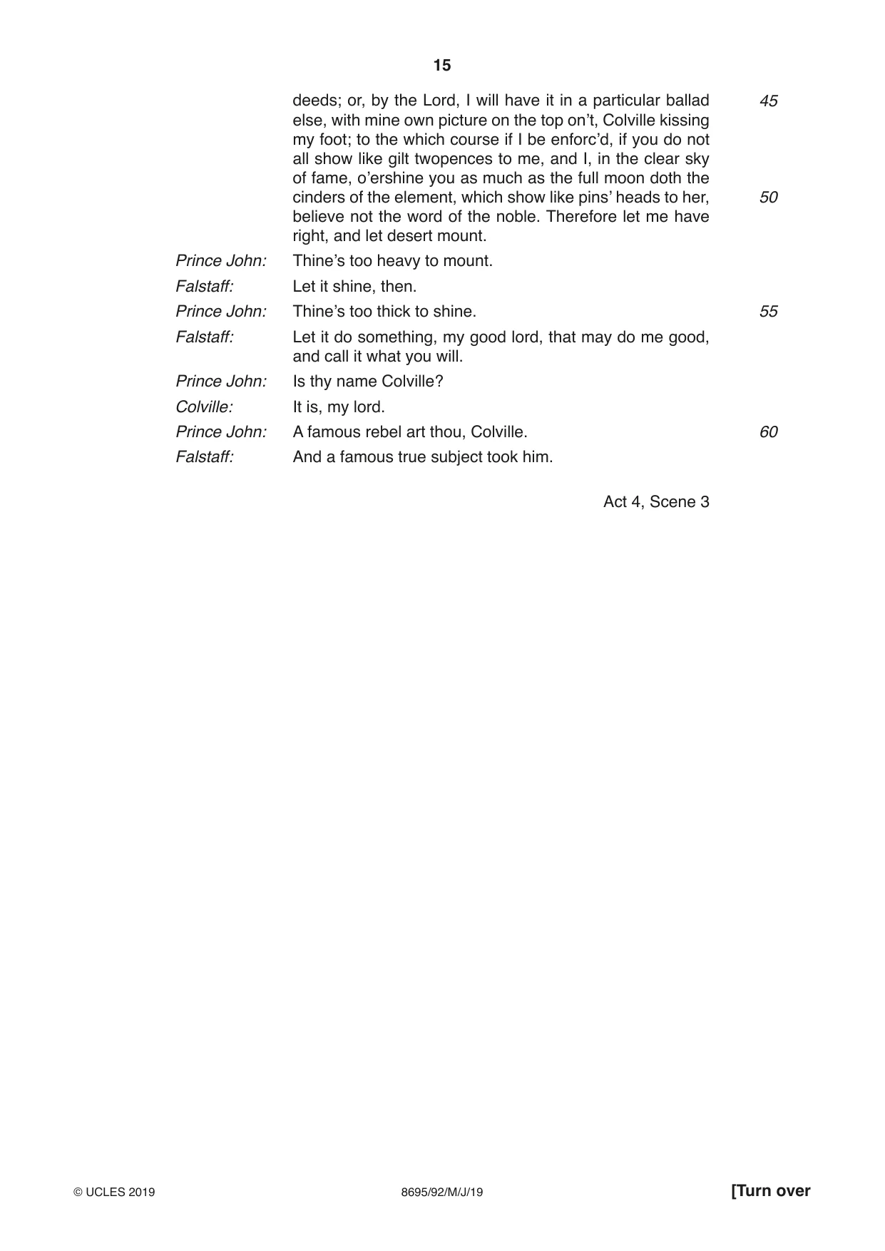 Cambridge A Level English - Language and Literature (AS Level only, from 2016) 8695 2019 May/June Paper 9 · Variant 2 question paper, page 15 of 20