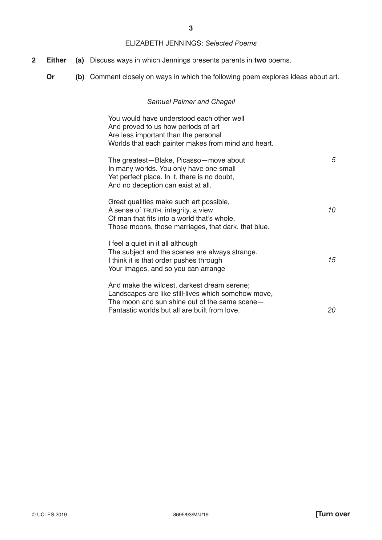 Cambridge A Level English - Language and Literature (AS Level only, from 2016) 8695 2019 May/June Paper 9 · Variant 3 question paper, page 3 of 20