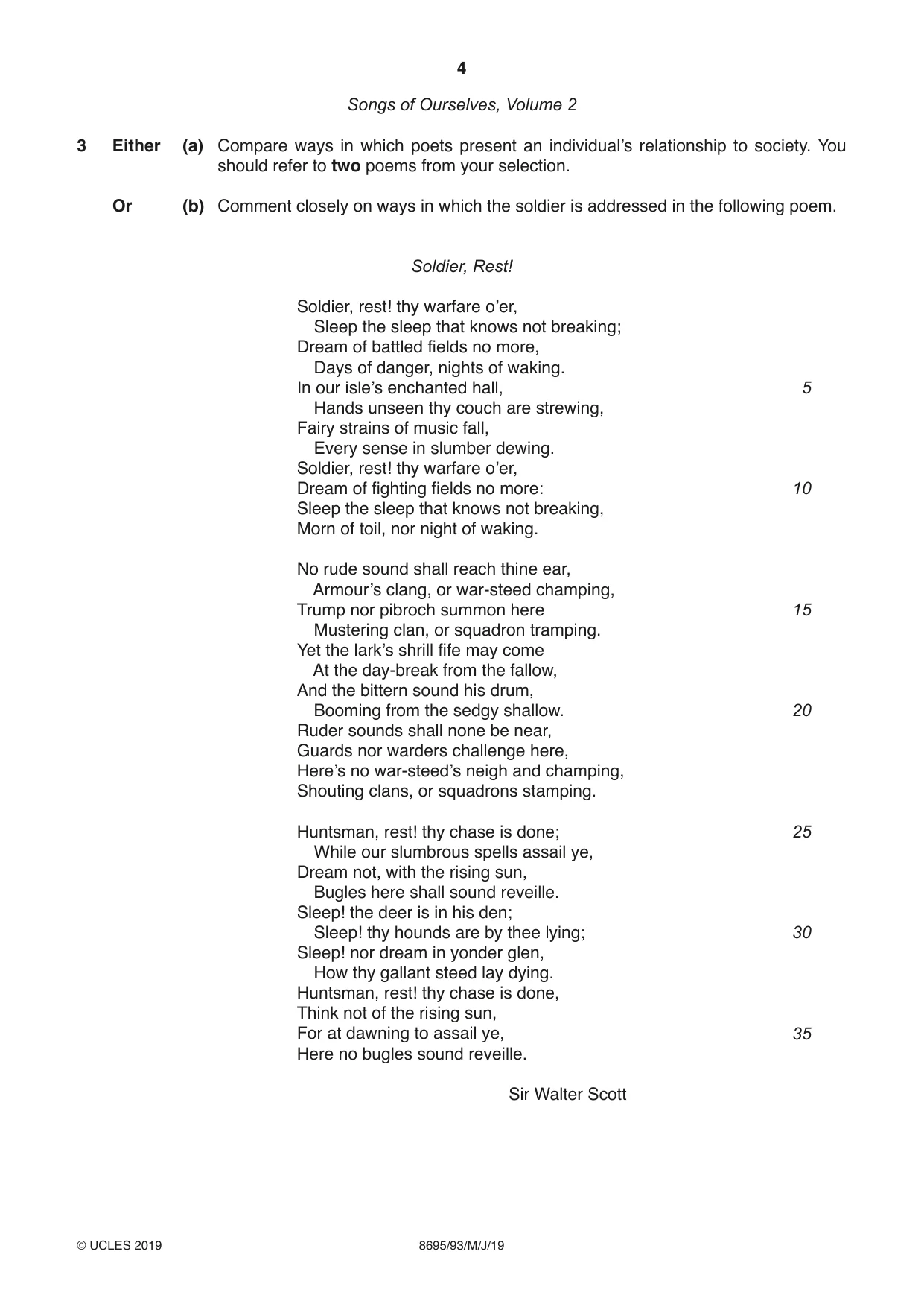Cambridge A Level English - Language and Literature (AS Level only, from 2016) 8695 2019 May/June Paper 9 · Variant 3 question paper, page 4 of 20