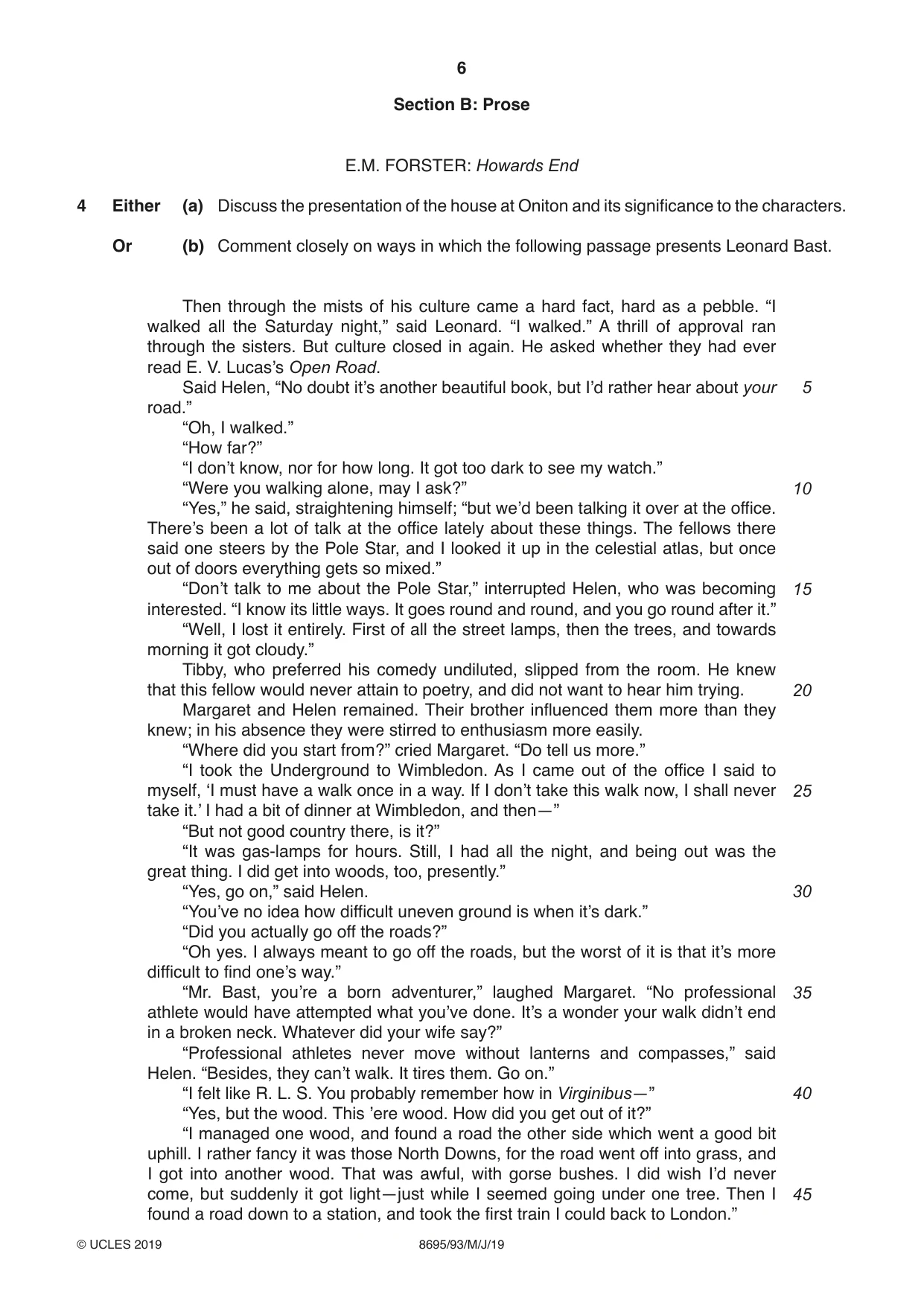 Cambridge A Level English - Language and Literature (AS Level only, from 2016) 8695 2019 May/June Paper 9 · Variant 3 question paper, page 6 of 20