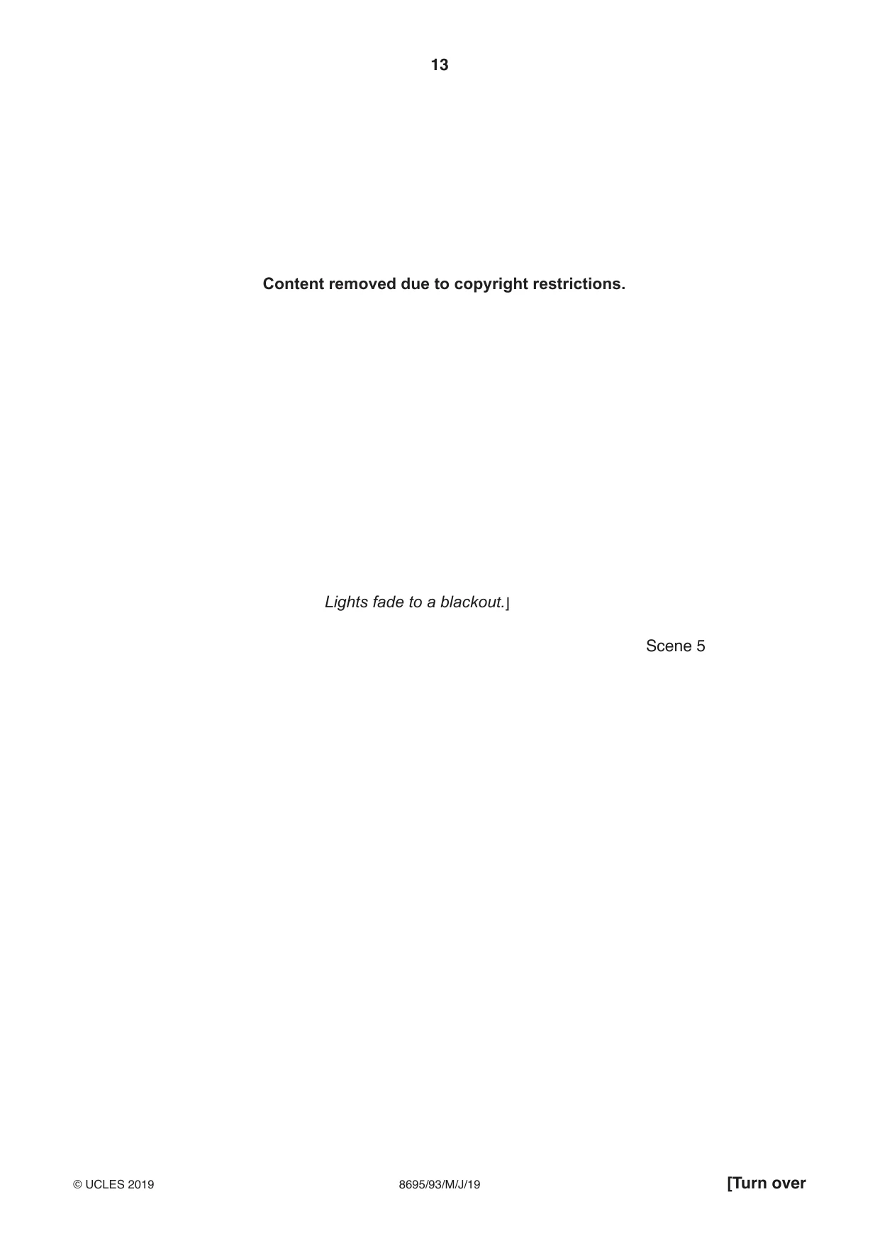 Cambridge A Level English - Language and Literature (AS Level only, from 2016) 8695 2019 May/June Paper 9 · Variant 3 question paper, page 13 of 20