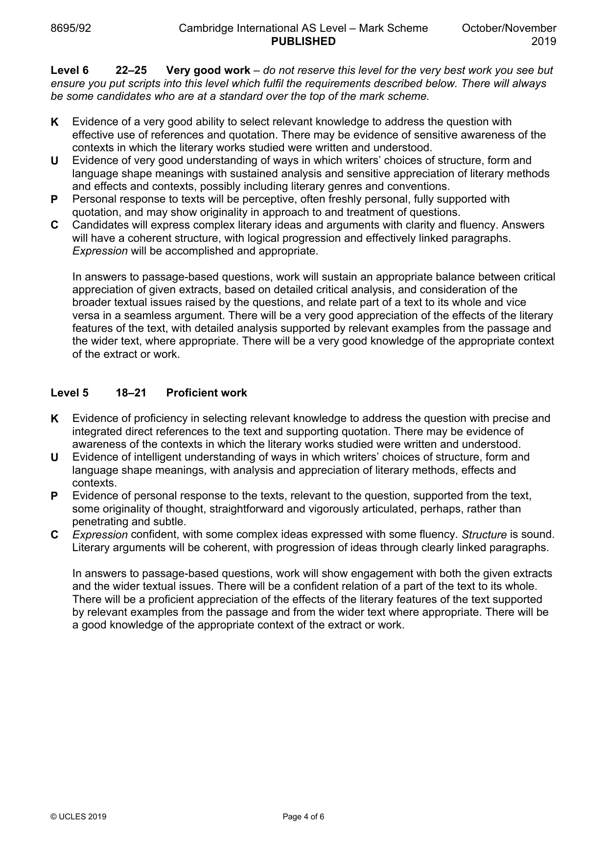 Mark scheme, page 4 of 6